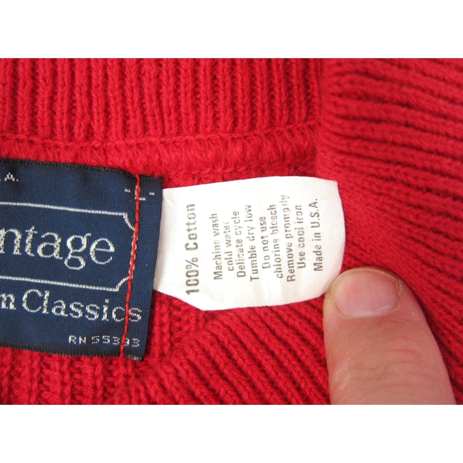 Vintage VINTAGE Vantage Sweater Mens Large Red Knit Cotton Made in USA Farm 90s Classic Pullover Long Sleeve Size US L / EU 52-54 / 3 - 5 Thumbnail