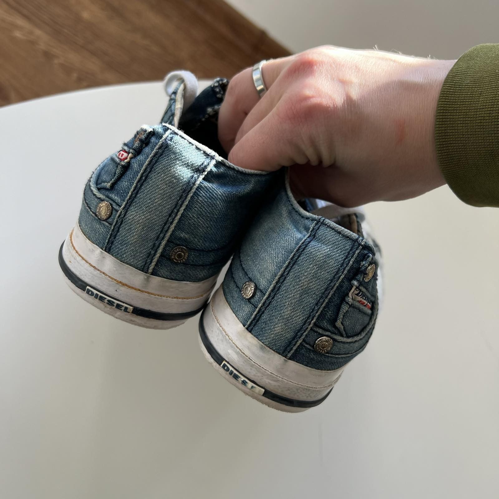 Diesel × Jean DIESEL denim jeans sneakers shoes keds distressed Sz 40 Size US 7 / EU 40 - 4 Thumbnail