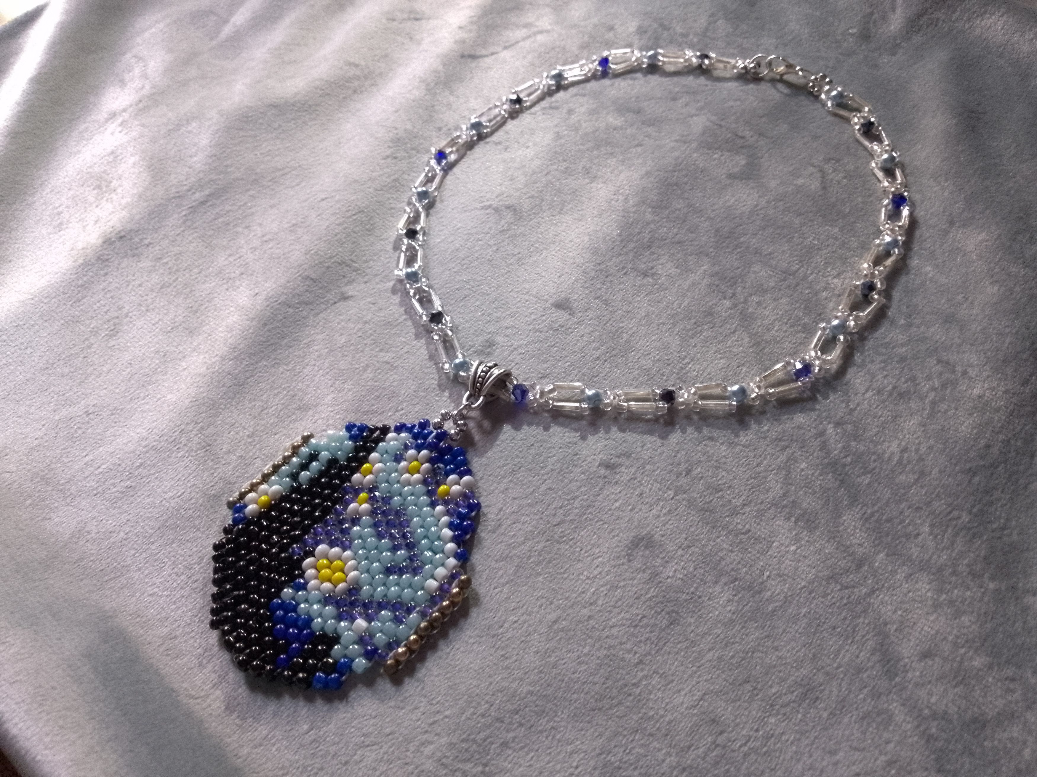 Handmade Necklace Pendant Beaded Van Gogh Art Boho Style Elegant Size ONE SIZE - 1 Thumbnail