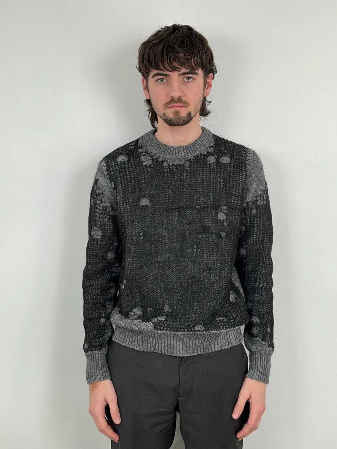 Diesel Diesel Grey & Black Net Contemporary Sweater Size US M / EU 48-50 / 2 - 2 Thumbnail