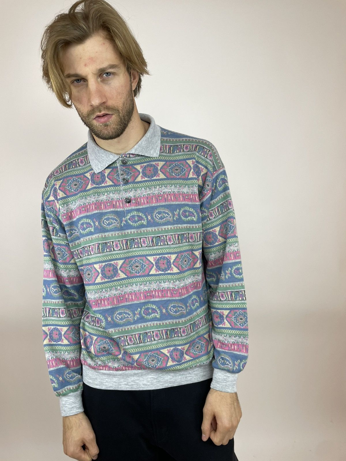 Japanese Brand × Vintage GREEN DUCK Vintage striped polo long sleeve Mens size XL Size US XL / EU 56 / 4 - 2 Thumbnail