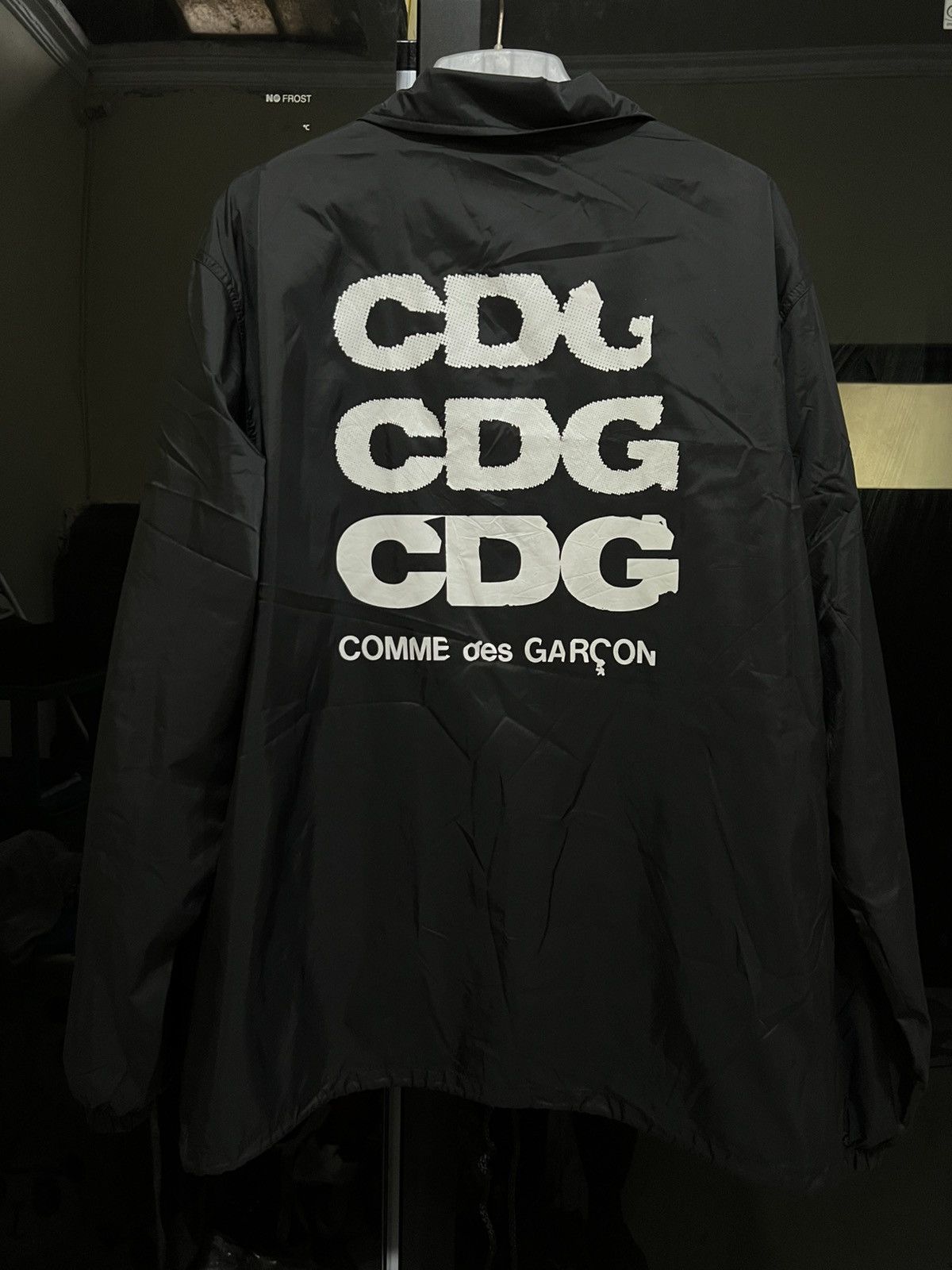 CDG Comme des Garçons Repeat Logo Black Nylon Coach Jacket