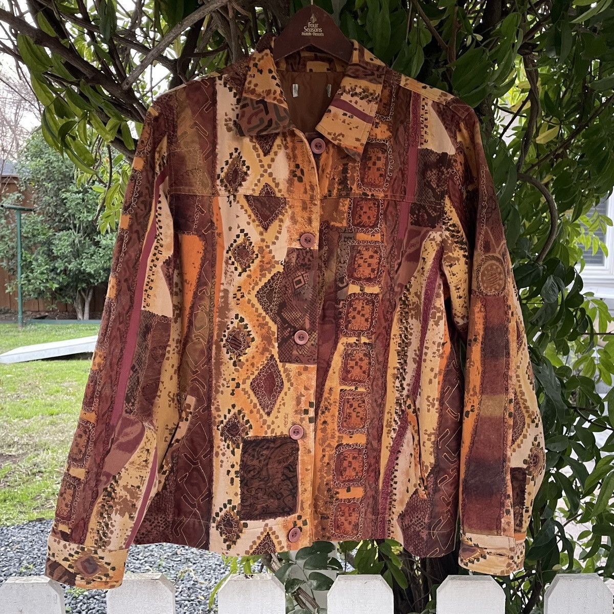 Japanese Brand × Vintage Vintage Hand Embroidered Floral EARTH Cropped Jacket Boxy Size US L / EU 52-54 / 3 - 1 Thumbnail