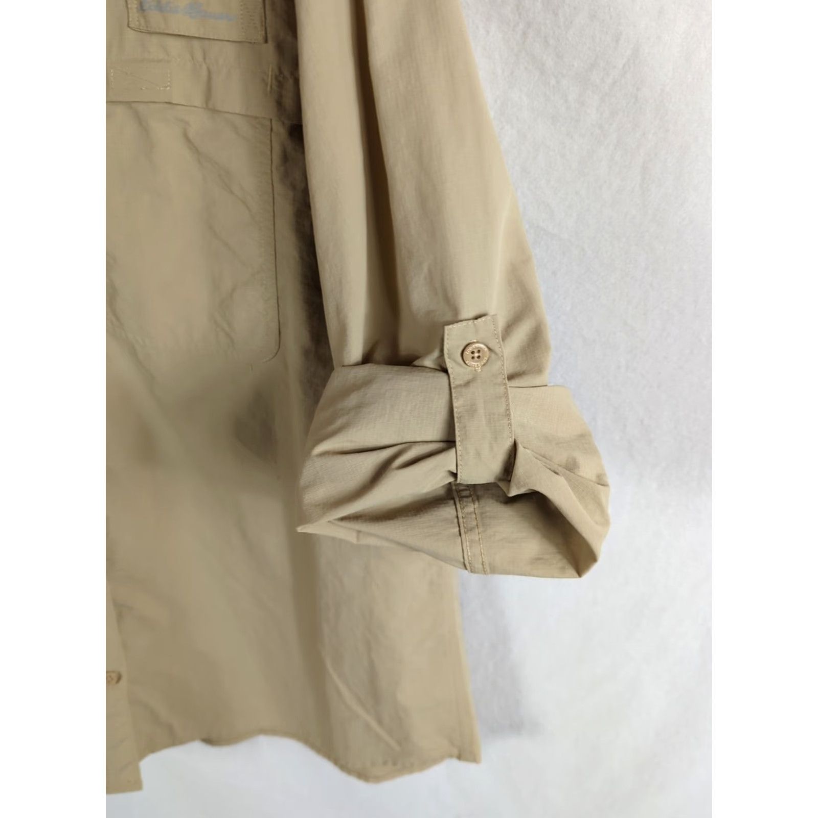 Eddie Bauer Eddie Bauer Women's Button-Down Shirt XL Beige Tab-Sleeve Venting Hiking Activity Casual Outdoor Size XL / US 12-14 / IT 48-50 - 5 Thumbnail