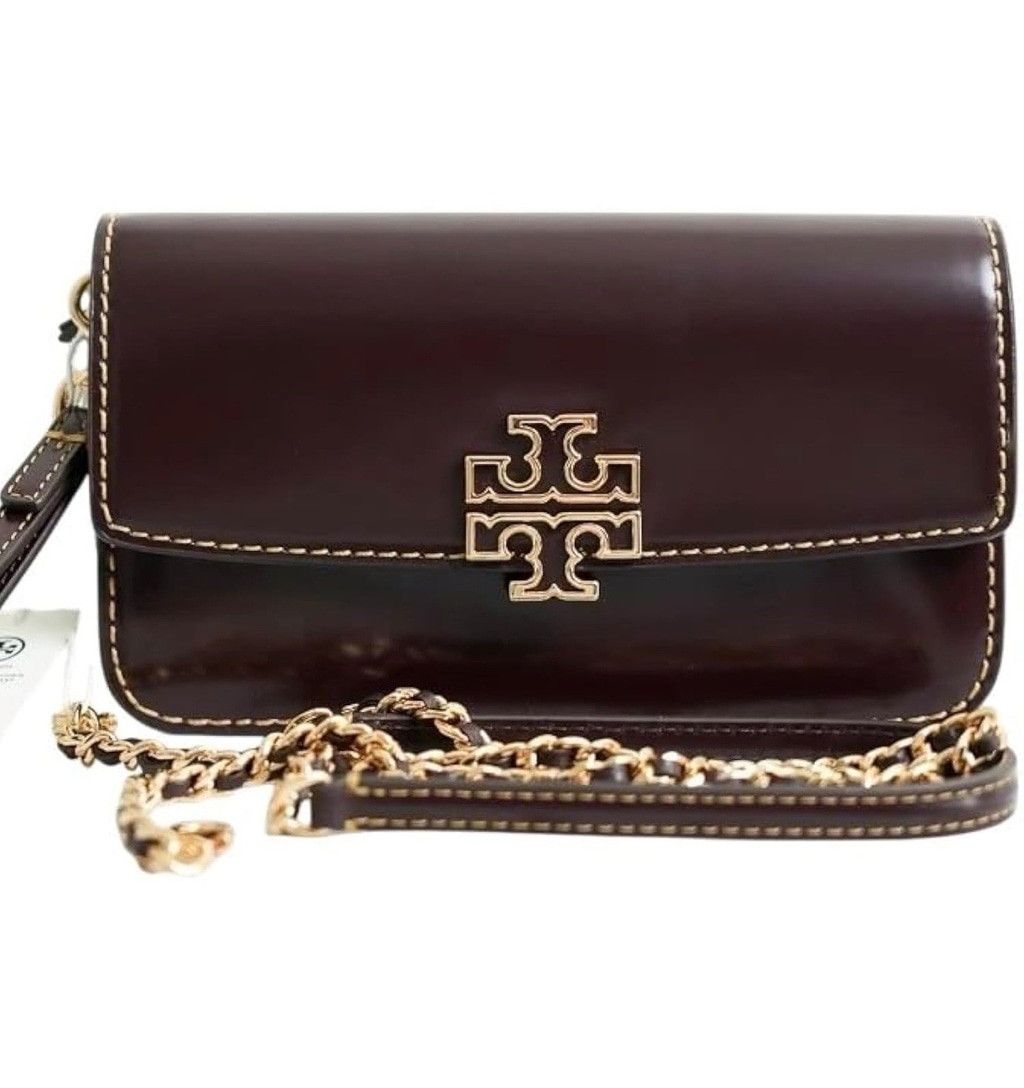 Tory Burch TORY BURCH BRITTEN PATENT CHAIN WALLET W. WRISTLET Size ONE SIZE - 1 Thumbnail