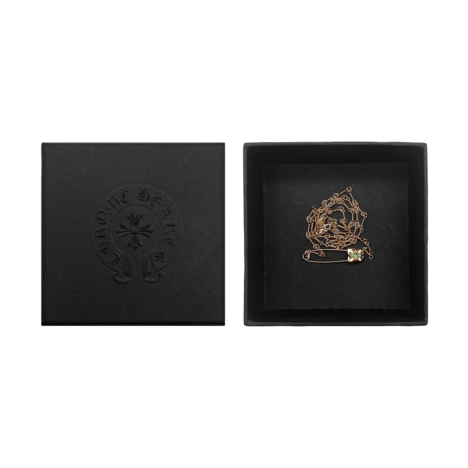 Chrome Hearts Chrome Hearts 22K Gold Emerald Safety Pin Necklace Size ONE SIZE - 4 Thumbnail