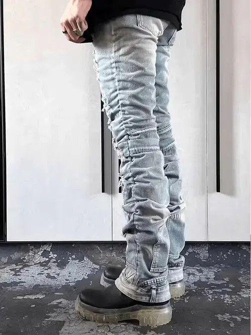 Japanese Brand Vintage washed blue ripped pleated street hip hop jeans Size US 32 / EU 48 - 3 Thumbnail