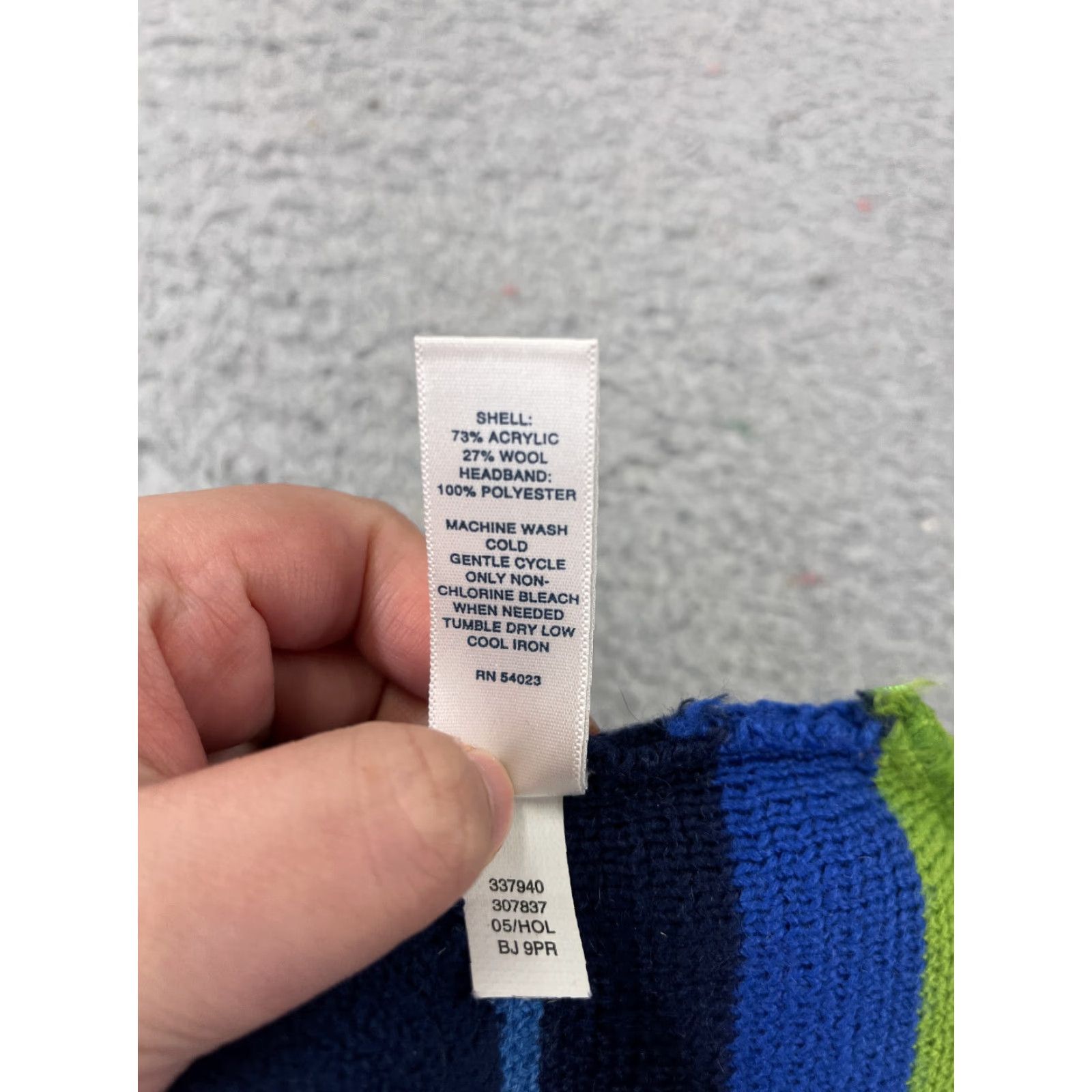 Gap Gap Beanie Toque Adult Extra Large Green Blue Knit Stripe Wool Acrylic Blend Size ONE SIZE - 6 Thumbnail