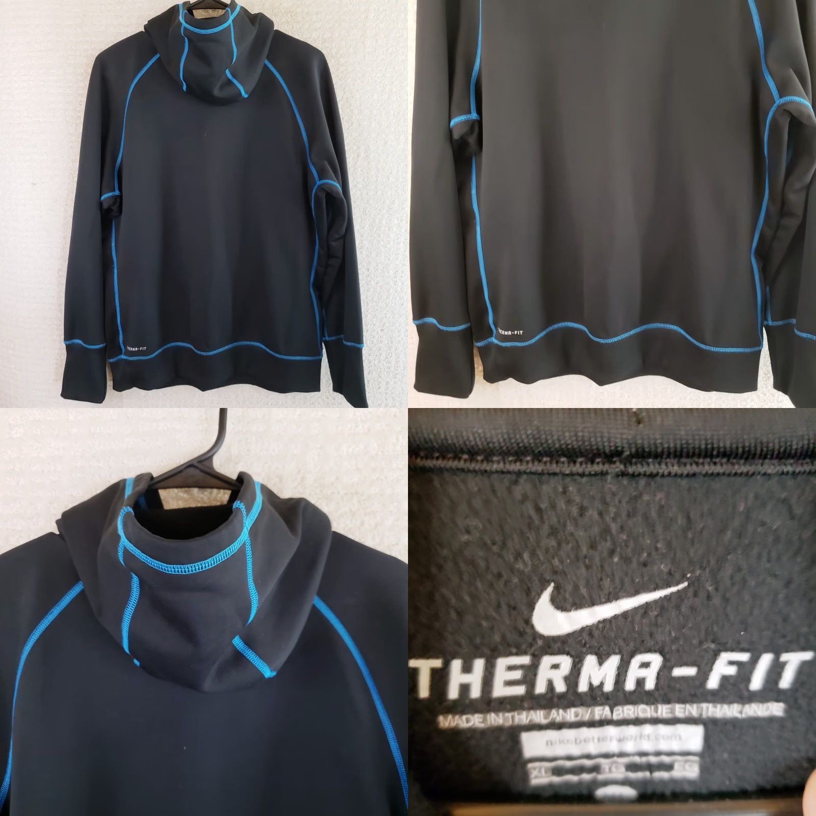 Nike Nike Hoodie Mens XL Black Therma-Fit Pullover Fleece Lined Jacket Pockets BlueT Size US XL / EU 56 / 4 - 9 Thumbnail