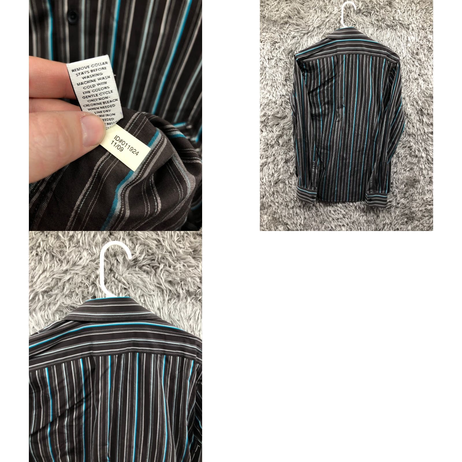 Express Express Shirt M Mens Black Striped Long Sleeve Spread Collar Shirt Size US M / EU 48-50 / 2 - 8 Thumbnail