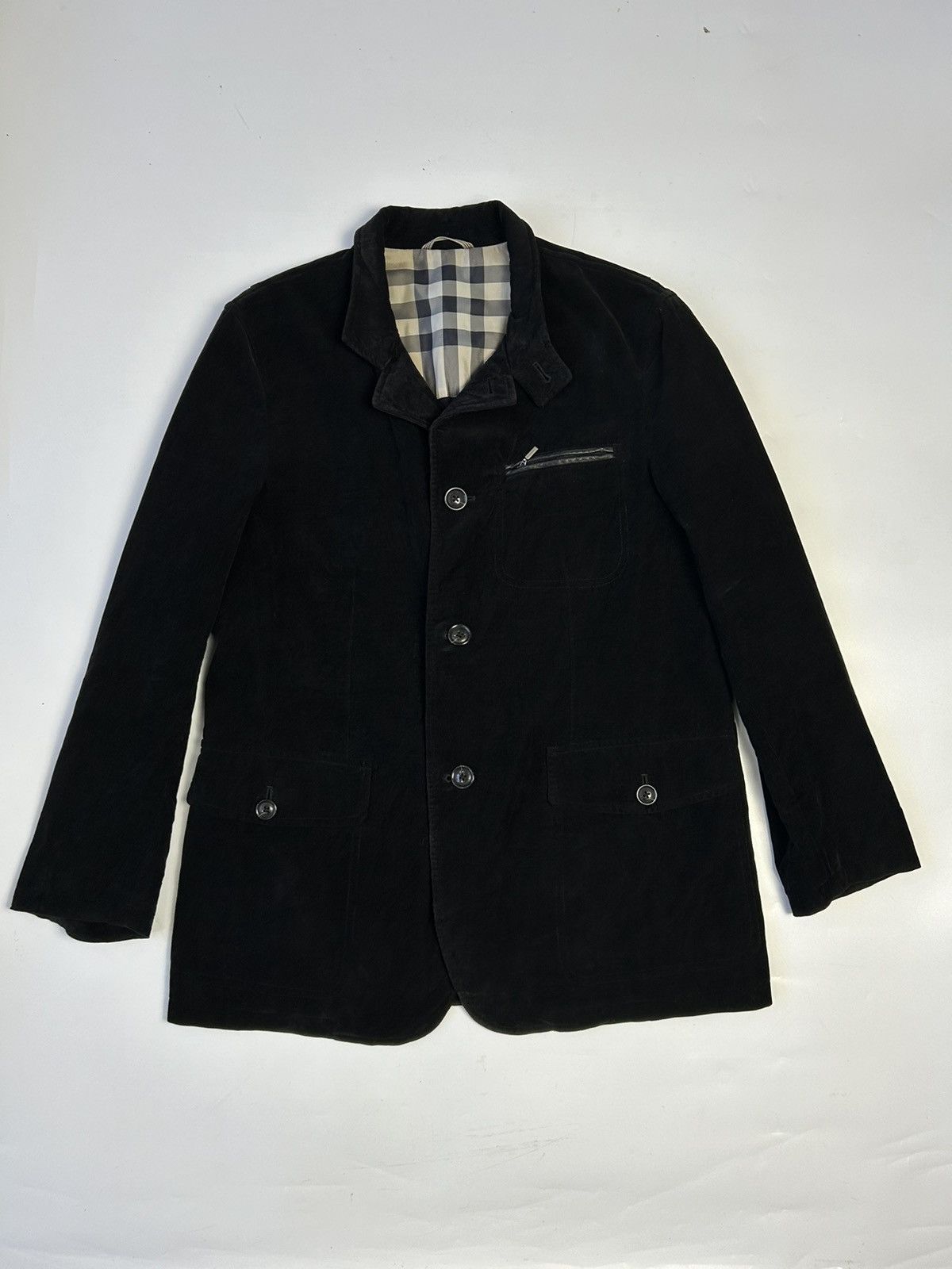 Burberry × Designer BURBERRY LONDON CORDUROY BLACK JACKET Size US L / EU 52-54 / 3 - 1 Thumbnail