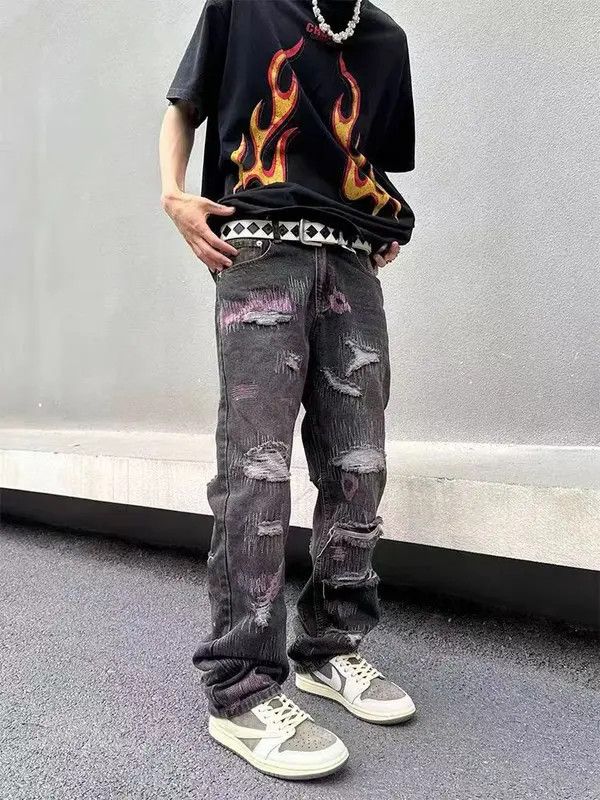 VIBE Vintage street hip-hop ripped loose black jeans Size US 34 / EU 50 - 1 Thumbnail