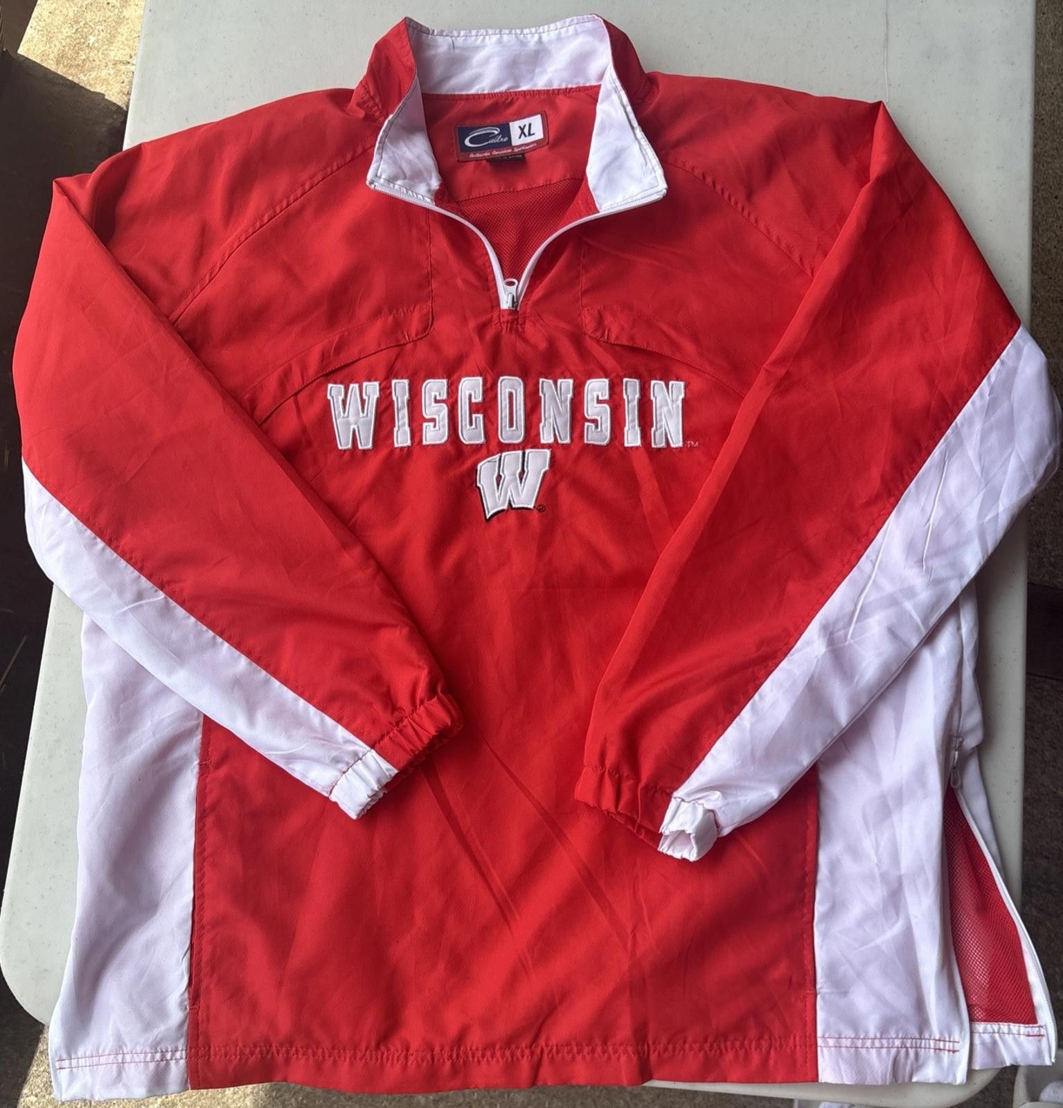 Carrera New Wisconsin Badgers Mens Size XL Red Windbreaker Jacket Size ONE SIZE - 1 Thumbnail