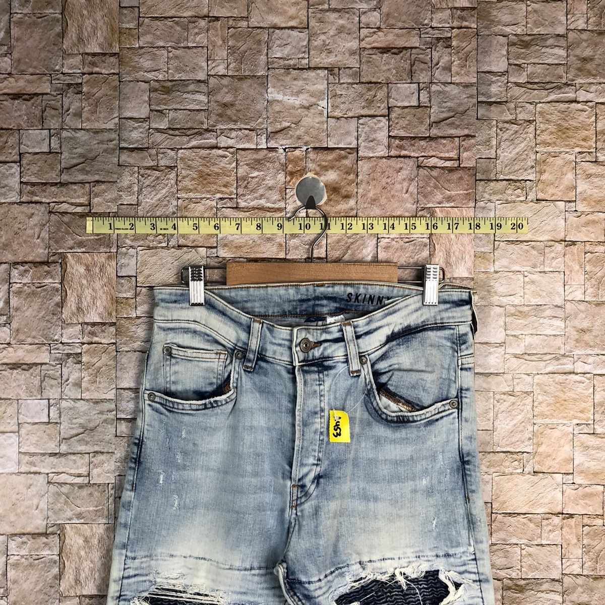 Vintage H&M Blue Distressed ripped Denim Pants #A453 Size US 32 / EU 48 - 4 Thumbnail