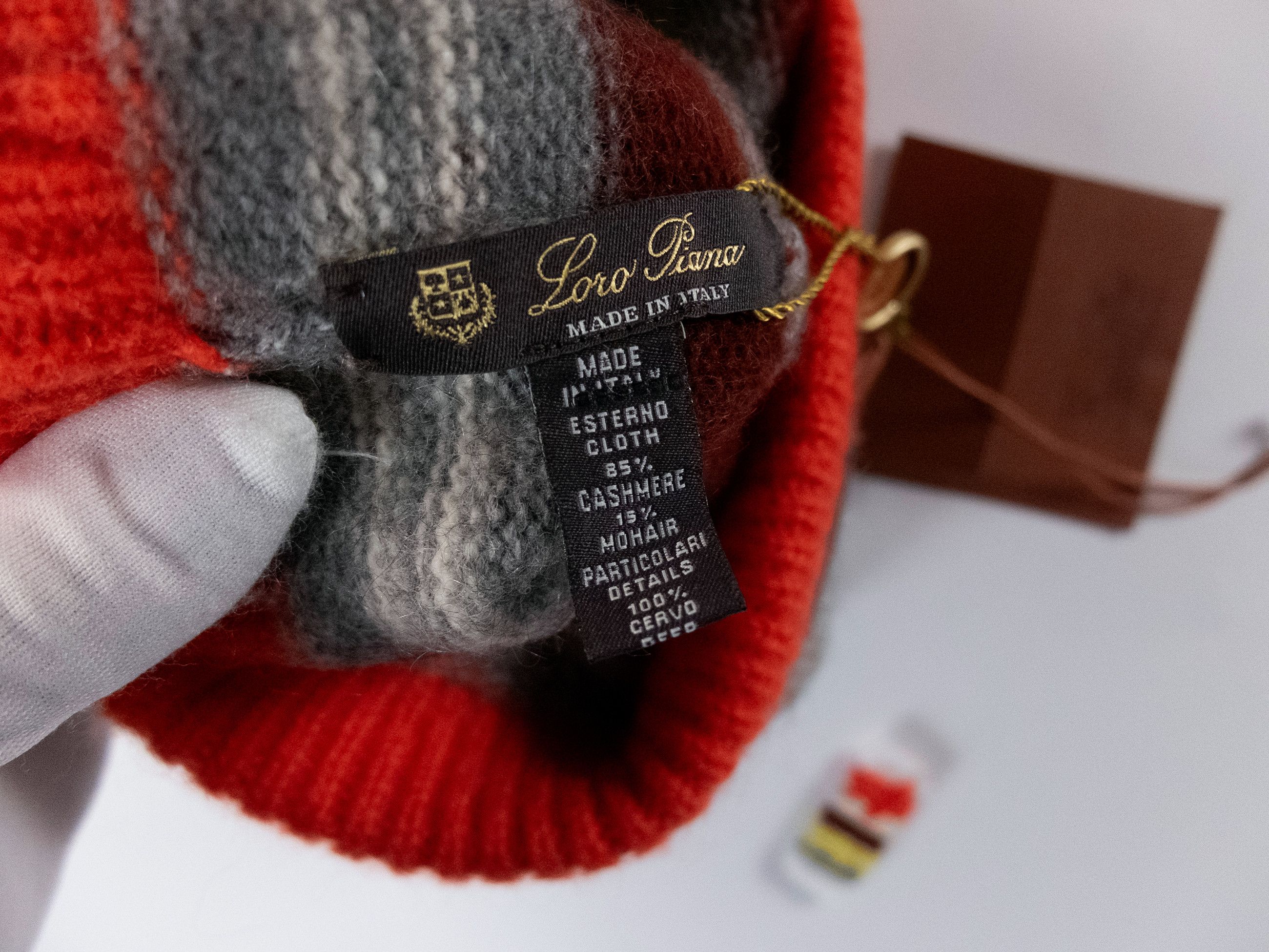 Loro Piana LORO PIANA Twyford gray striped cashmere mohair beanie hat Size ONE SIZE - 6 Thumbnail