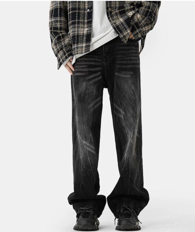 Japanese Brand American men's street loose wide-leg washed retro jeans Size US 32 / EU 48 - 2 Thumbnail