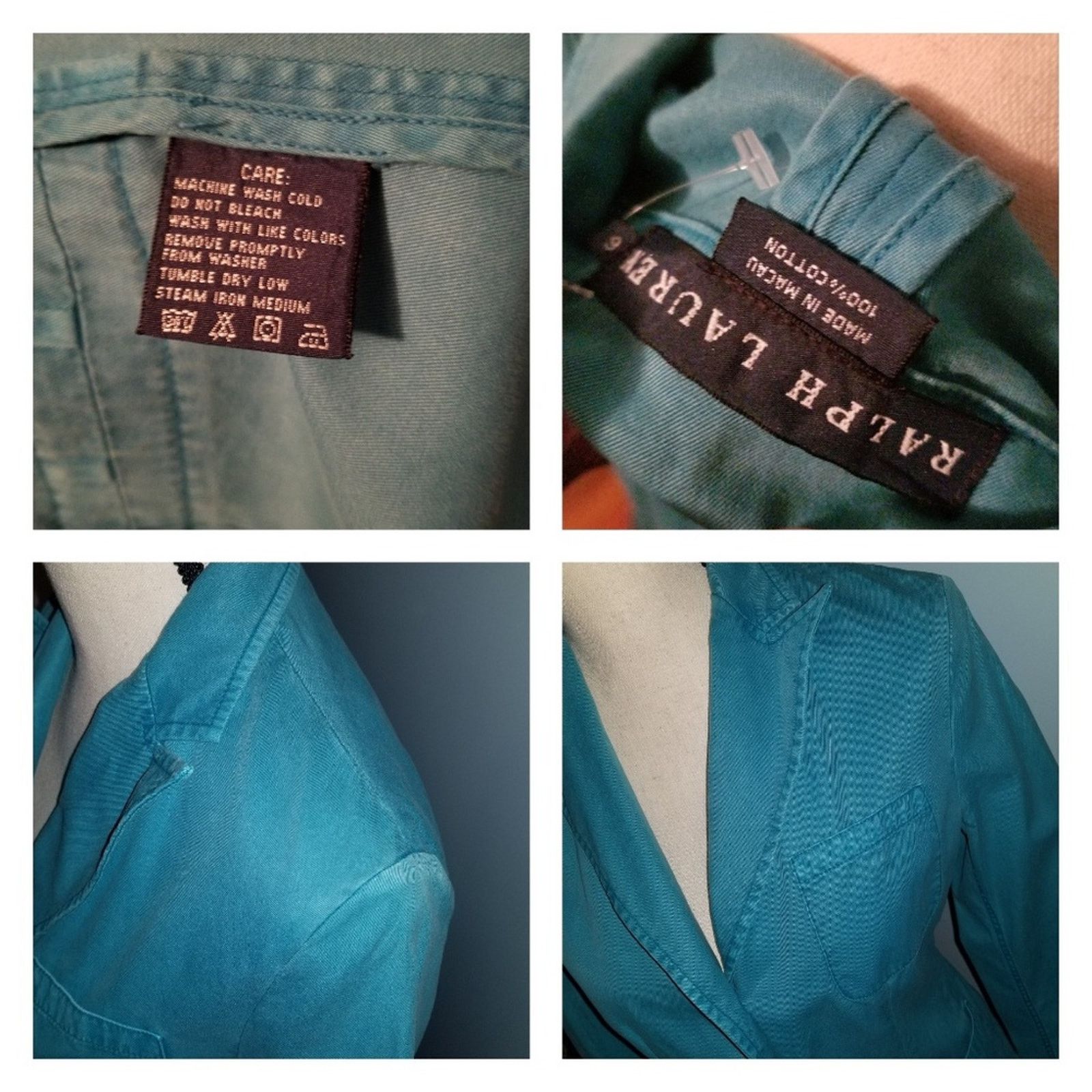 Ralph Lauren Blue Label Ralph Lauren Blue Label Teal Blue Cotton Jacket Size M / US 6-8 / IT 42-44 - 4 Thumbnail