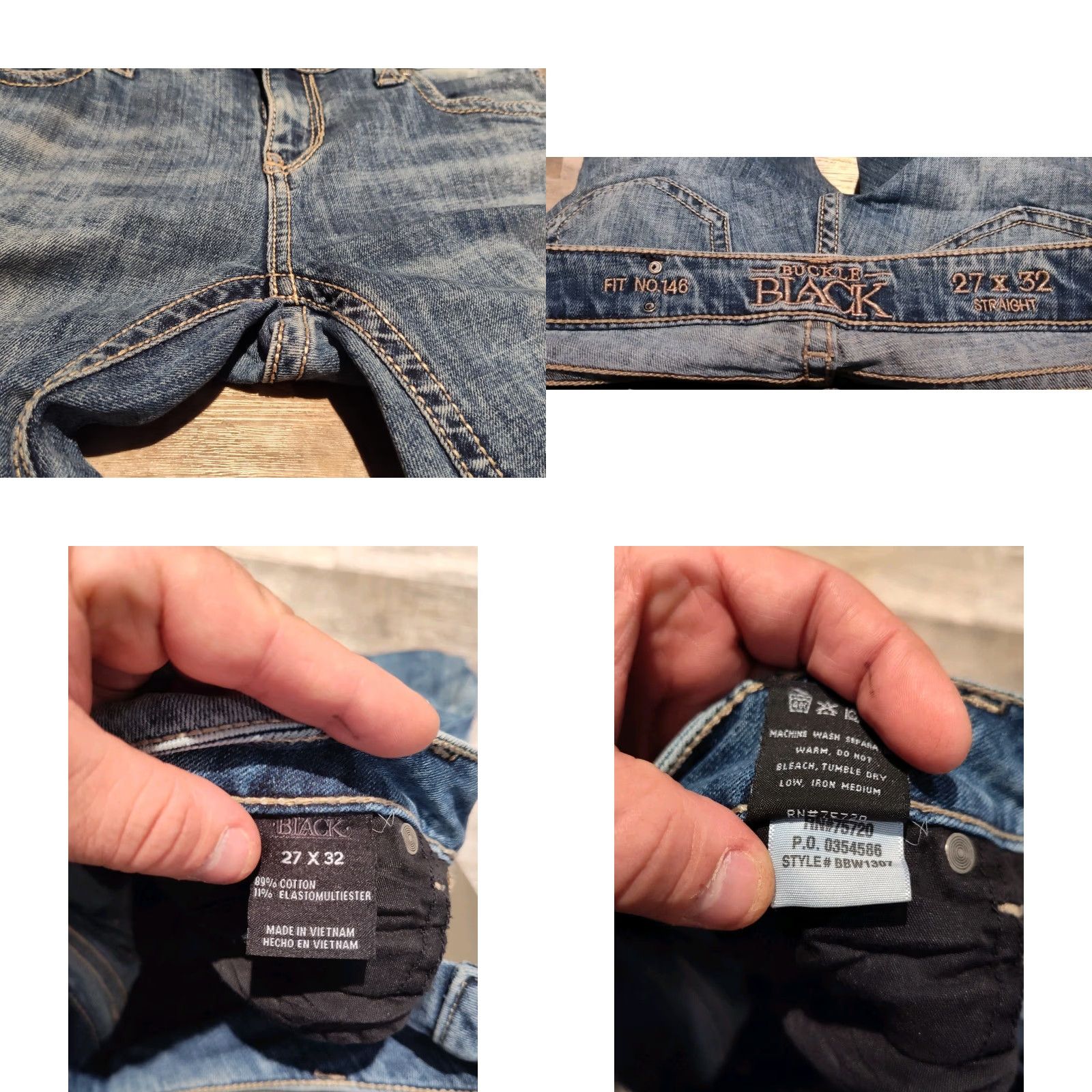 Buckle Black BUCKLE BLACK Womens Jeans Straight Leg Acid Wash Blue Cotton Blend 32x31 All Seasons Size 24" / US 00 / IT 34 - 8 Thumbnail