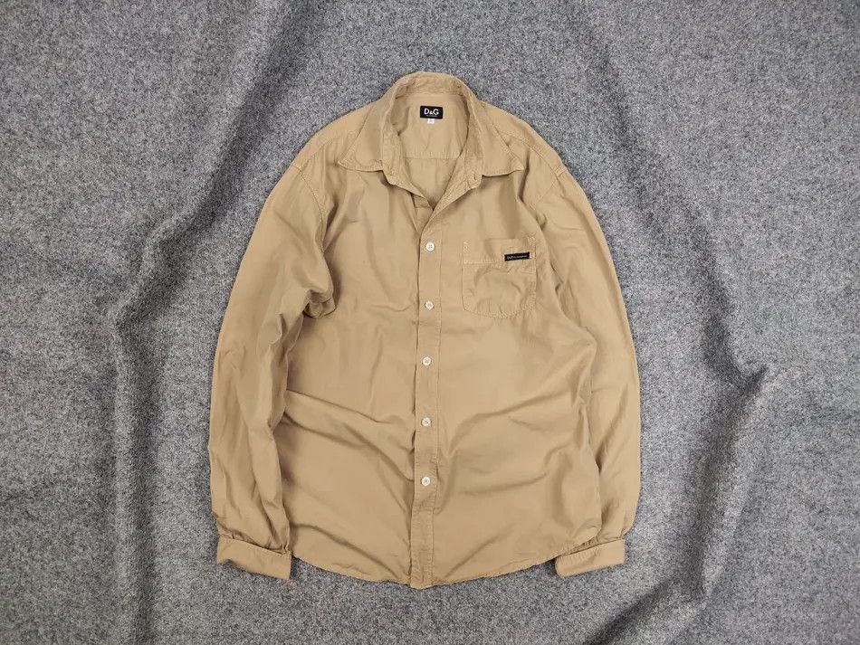 Dolce & Gabbana Vintage Dolce & Gabbana Logo Beige Cotton Button Shirt Size US L / EU 52-54 / 3 - 1 Thumbnail