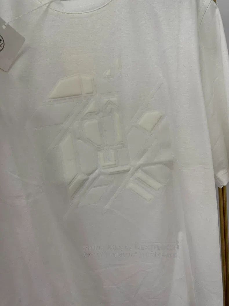 Hermes Hermes White Leather Trimmed Short Sleeve T-Shirt Size US L / EU 52-54 / 3 - 2 Thumbnail