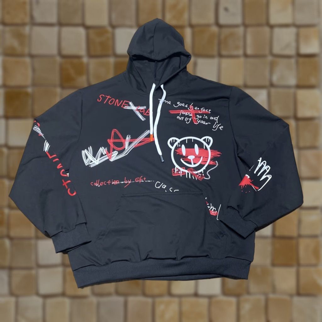Shein STONE LAB Men's Graphic Pullover Hoodie Sweatshirt Black XL TikTok Size US XL / EU 56 / 4 - 1 Thumbnail
