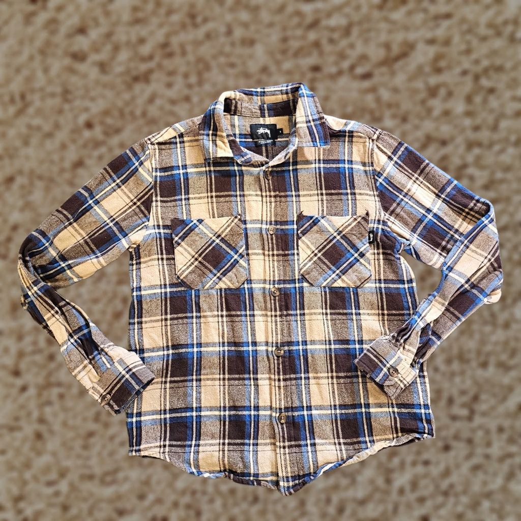 Etro Stussy Shirt Mens S Brown Plaid Flannel Button-Up Classic Grunge Skater Surf Retro Casual Workwear Size US S / EU 44-46 / 1 - 1 Thumbnail
