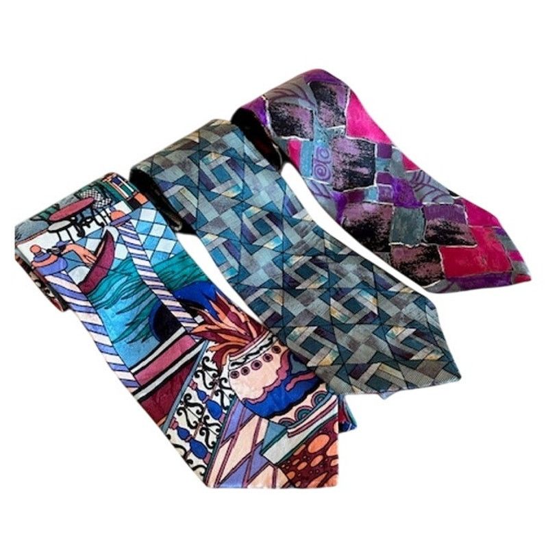 Hardy Amies Vintage Hardy Amies All Silk Ties Set of 3 1990s Savile Row Size ONE SIZE - 2 Thumbnail