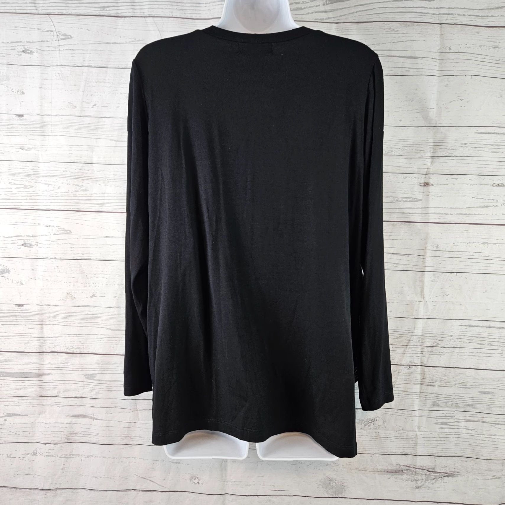 Vintage Comfy USA Blouse Shirt Womens Large Black Long Sleeve Round Neck Pullover Modal Size L / US 10 / IT 46 - 3 Thumbnail