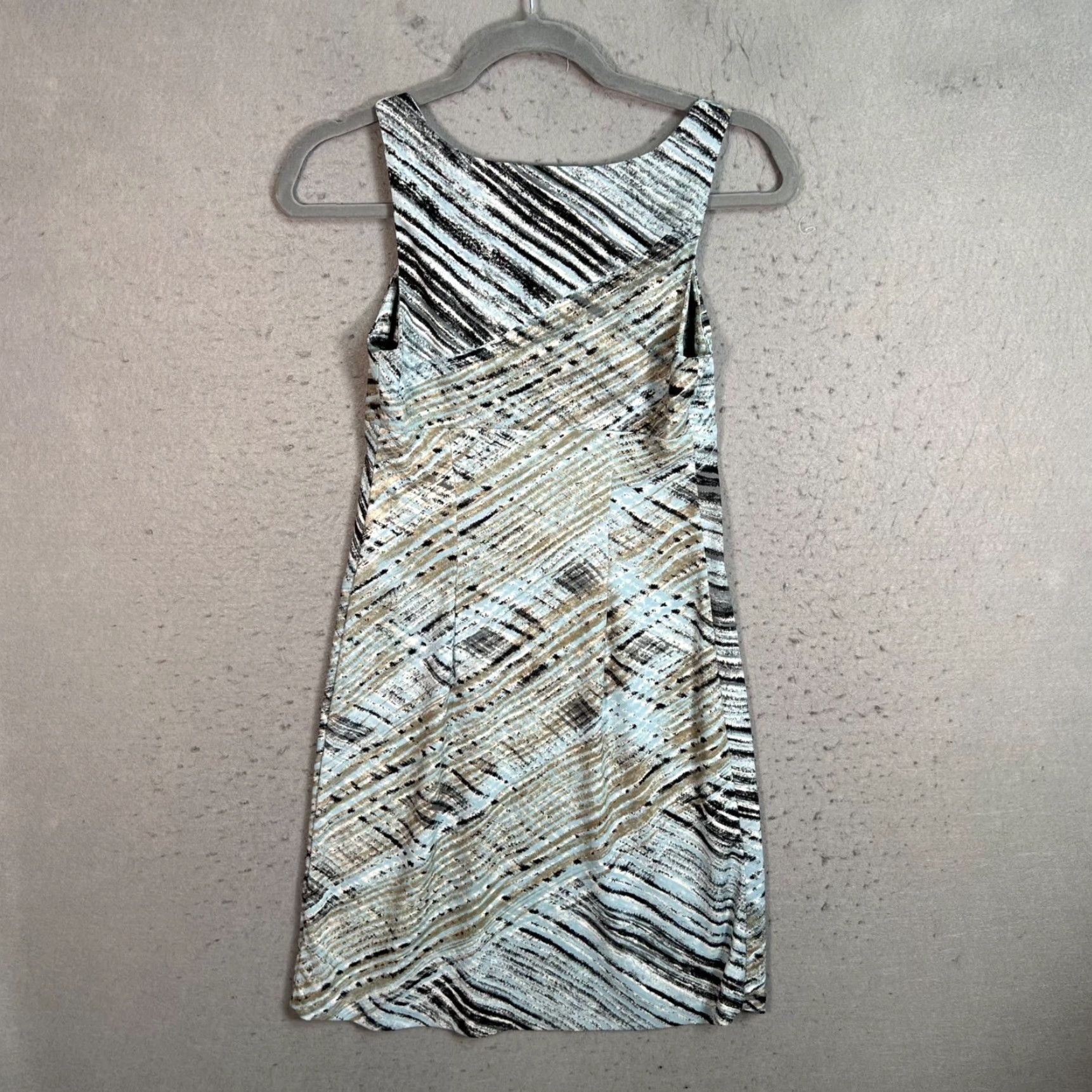 Bcbgmaxazria BCBG Womens XS Sleeveless Dress Abstract Print Mini Blue Polyester Made In USA Ladies Party Cocktail Short Dress Womens XS BCBGMAXAZRIA Size XS / US 0-2 / IT 36-38 - 2 Thumbnail