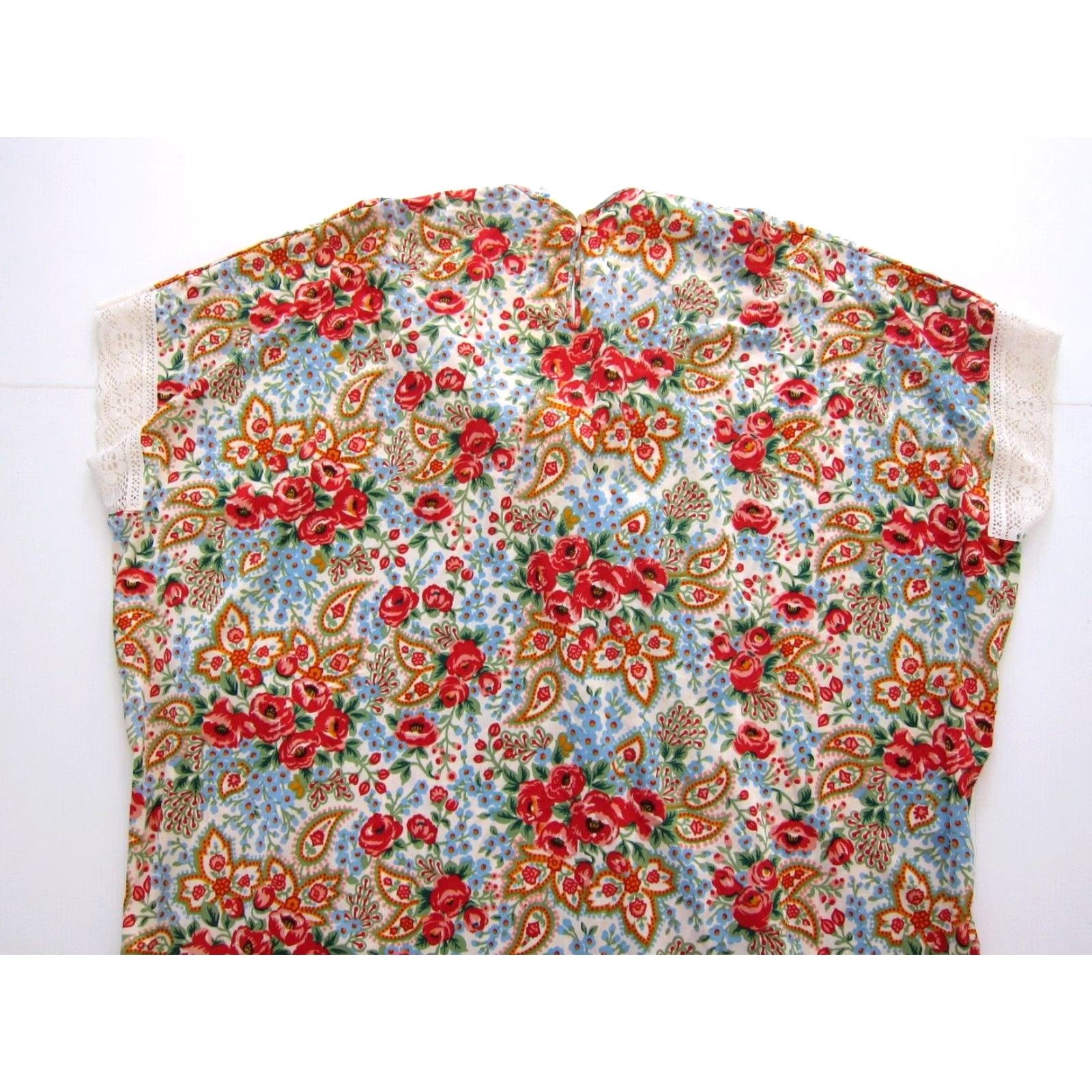 Vintage VINTAGE Rutledge Kaftan Maxi Muumuu Dress L-XL Pink Blue Green Floral V-Neck Short Sleeve Pullover Polyester Dress Rutledge Women Size L / US 10 / IT 46 - 6 Thumbnail