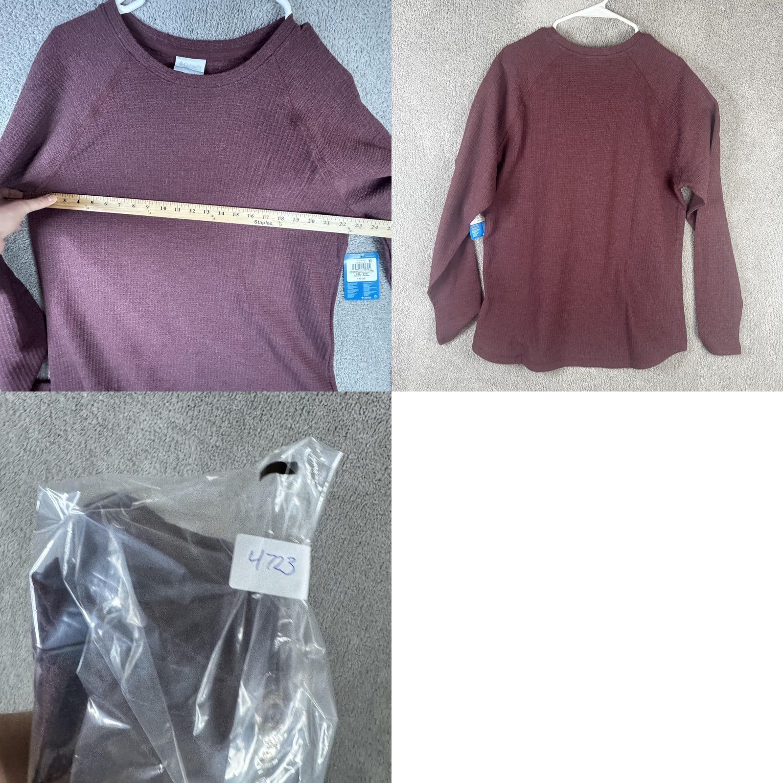 Vintage Columbia Womens Shirt 2XL Burgundy Red Waffle Knit Long Sleeve Crewneck Tee Size XXL / US 16-18 / IT 52-54 - 9 Thumbnail