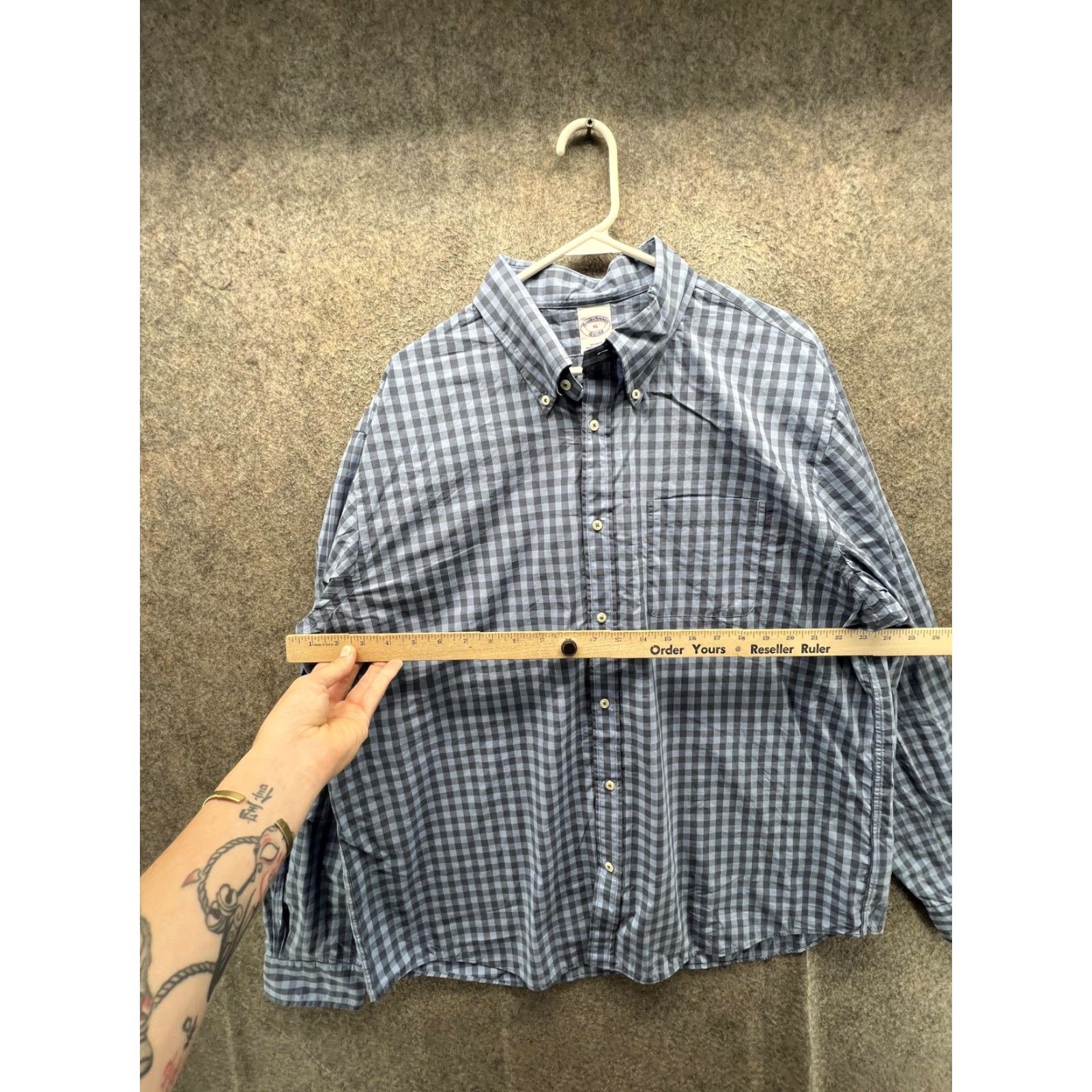 Brooks Brothers Brooks Brothers Shirt Mens XL Blue Check Oxford Button Up Front Casual Woven Size US XL / EU 56 / 4 - 5 Thumbnail