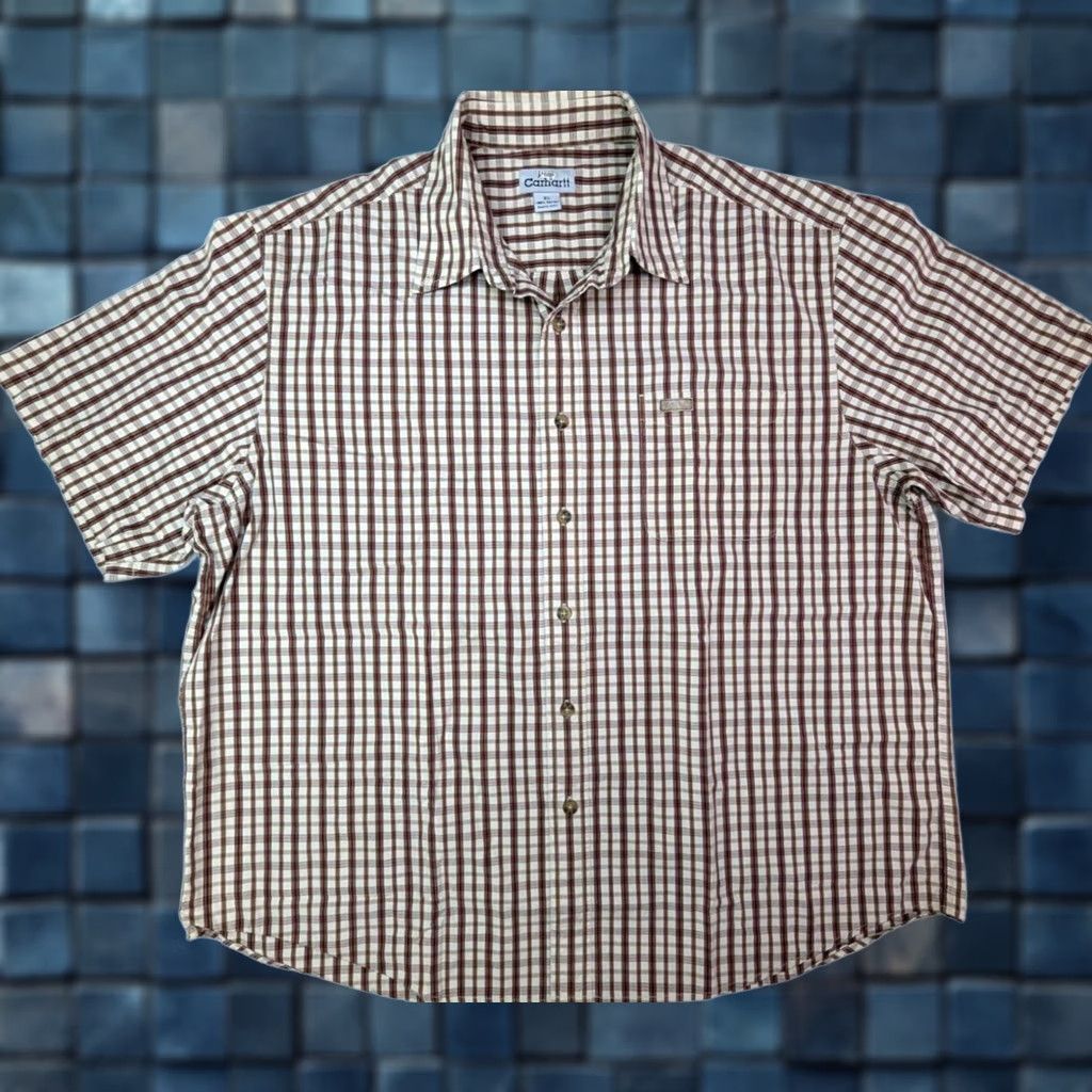 Carhartt Carhartt Short Sleeve Button Shirt Men XL Plaid Brown Work Casual Comfort Size US XL / EU 56 / 4 - 1 Thumbnail