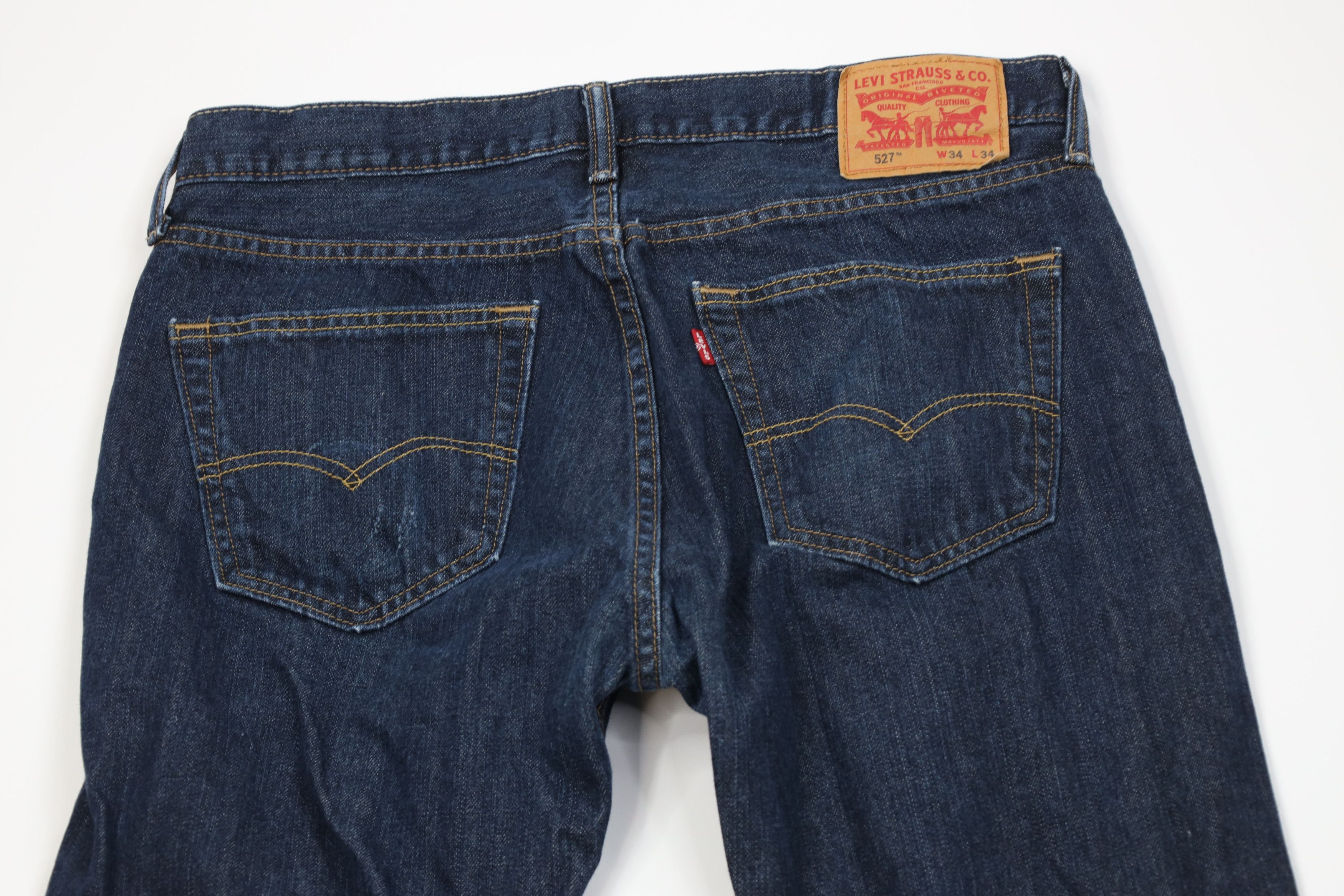 Levi's Vintage Y2K Levis 527 Slim Boot Cut Flared Denim Jeans Blue Size US 34 / EU 50 - 11 Thumbnail