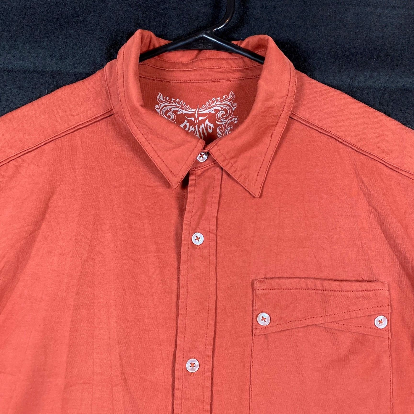 Prana prAna Mens Shirt Deep Rust Button Down Short Sleeve Collared Cotton Polyester L Size US L / EU 52-54 / 3 - 2 Thumbnail