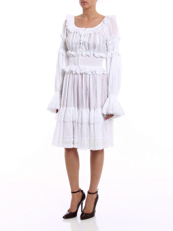 Dolce & Gabbana o1y0825 Midi Dress in White Size XS / US 0-2 / IT 36-38 - 5 Thumbnail