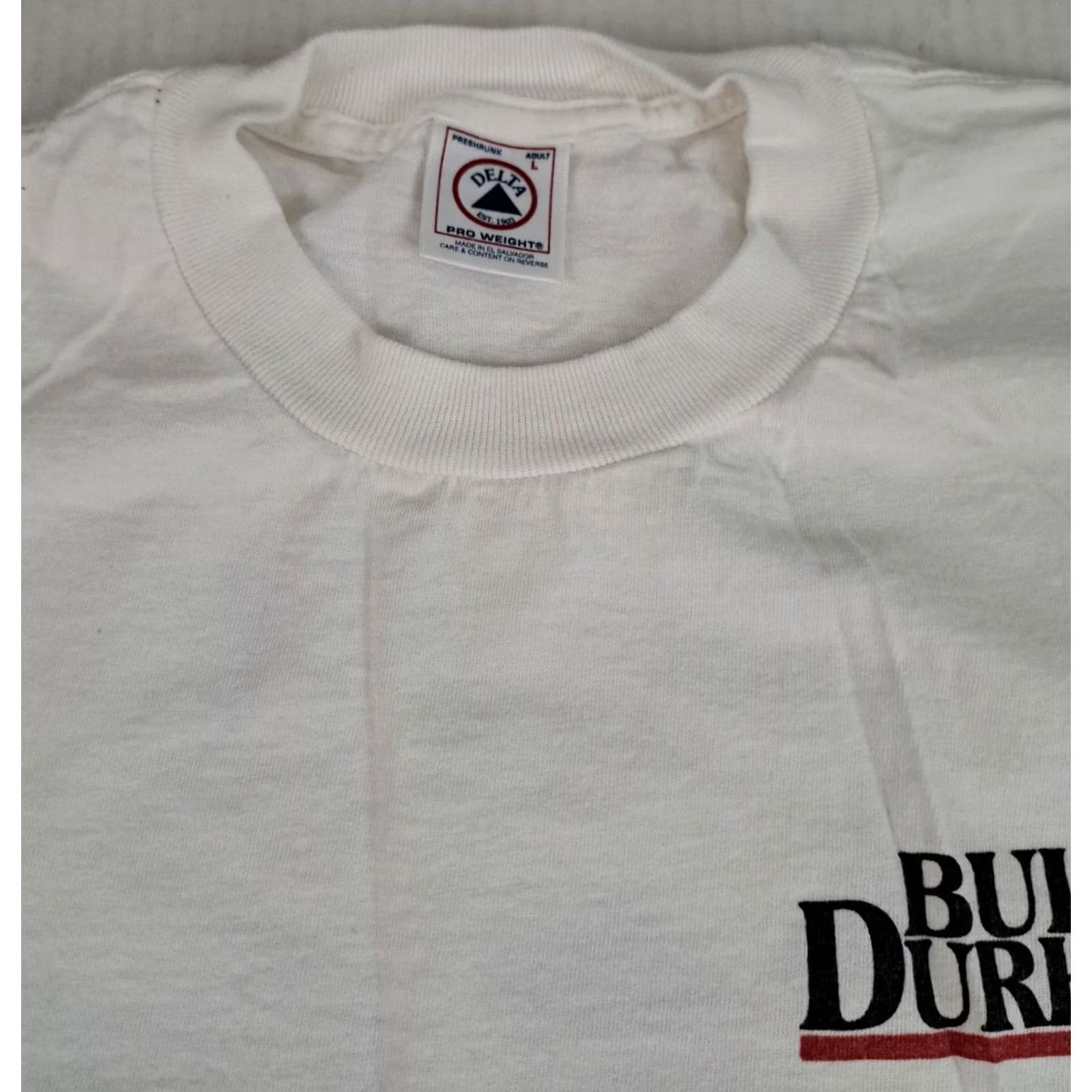 Delta VINTAGE Delta T-Shirt Bull Durham Bulldogger Bull Wrestler Crew Neck Short Sleeve Men L White Canvas Cotton Rodeo 1990s Logo Casual Shirt Size US L / EU 52-54 / 3 - 4 Thumbnail