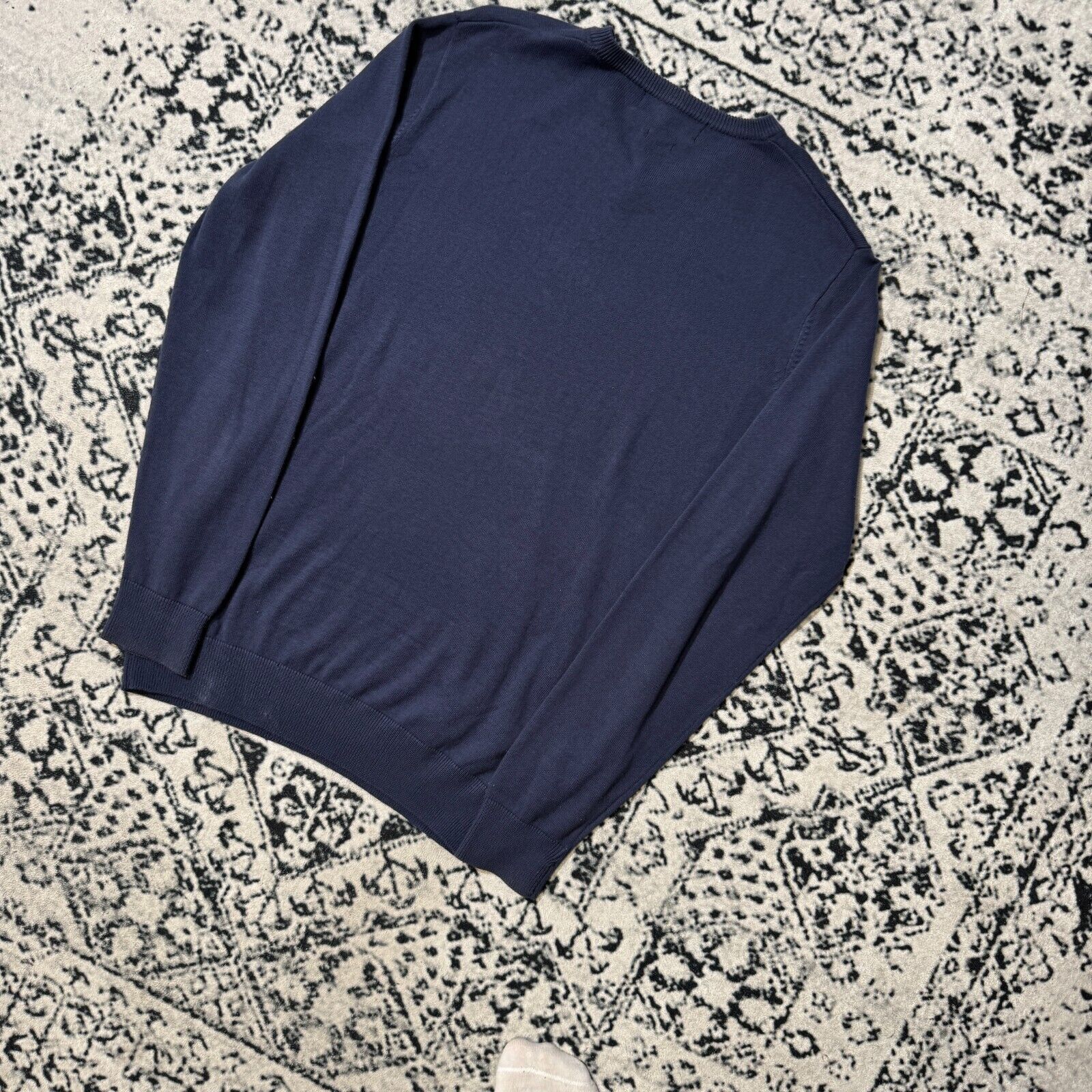 Ralph Lauren × Vintage Vintage Ralph Lauren Navy Blue Cotton Sweater Size XL V-Neck Size US XL / EU 56 / 4 - 8 Thumbnail