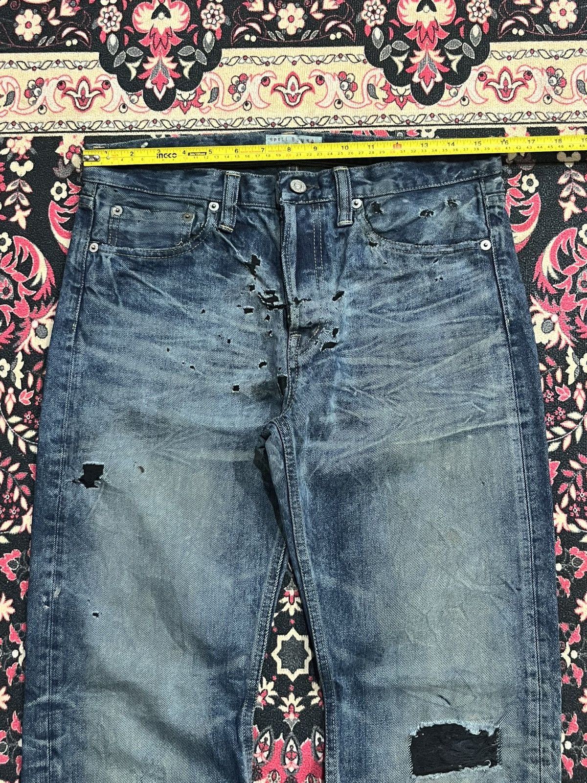 Spellbound Japanese Brand Spellbound Dark Faded Blue Fringe Ripped Jean Size US 30 / EU 46 - 12 Thumbnail