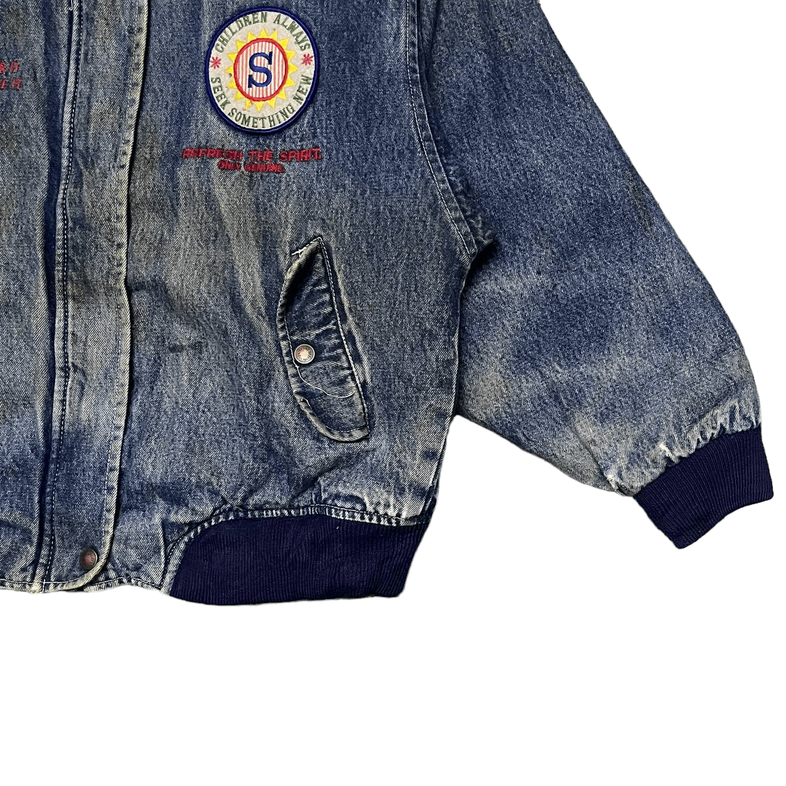Japanese Brand Vintage Japanese Brand Denim Bomber Jacket with Patches Size US M / EU 48-50 / 2 - 4 Thumbnail