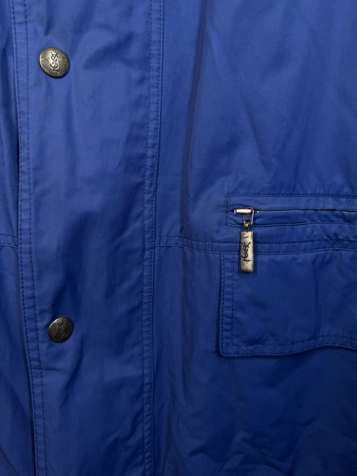 Yves Saint Laurent Autumn YSL Jacket Blue YSL Coat Zip Up Collar Vintage Size US L / EU 52-54 / 3 - 18 Thumbnail