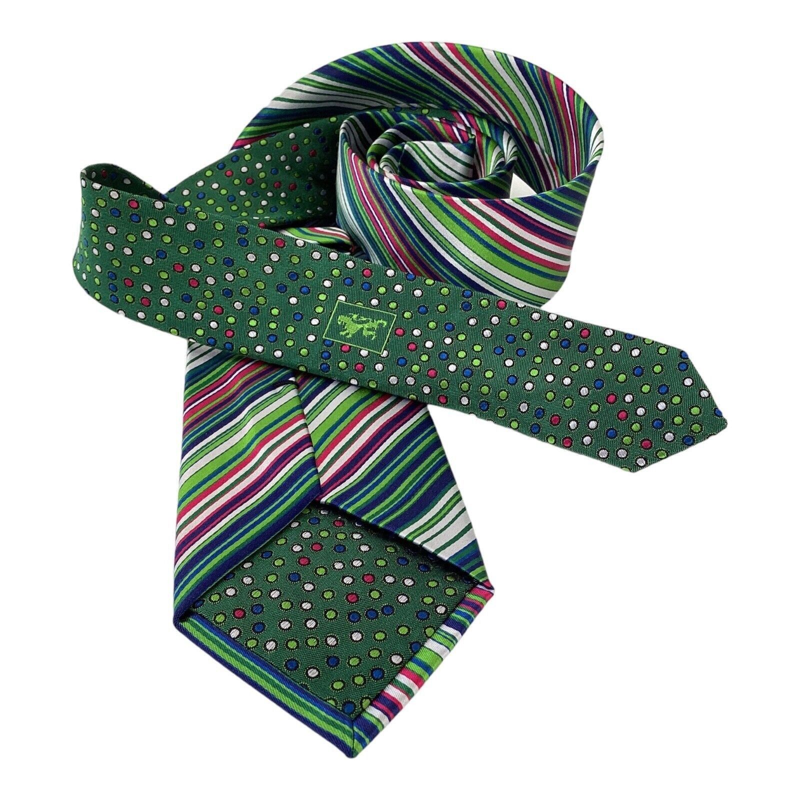 BUGATCHI BUGATCHI Green Striped Luxury Designer Silk Tie Made In Ital Size ONE SIZE - 5 Thumbnail
