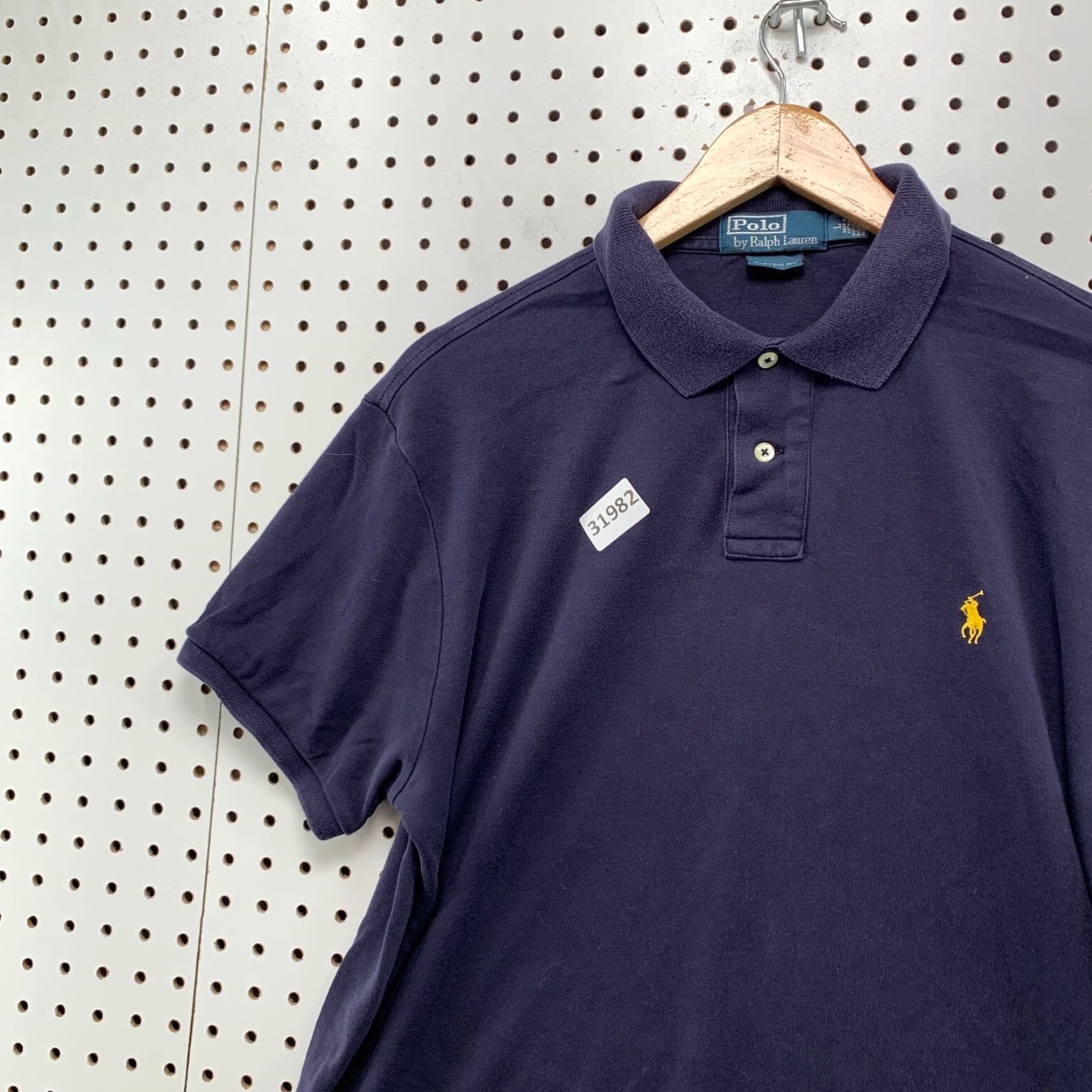Polo Ralph Lauren VINTAGE Polo Ralph Lauren Polo Shirt Mens Large Blue Yellow Pony Custom Fit 22x28 Size US L / EU 52-54 / 3 - 7 Thumbnail