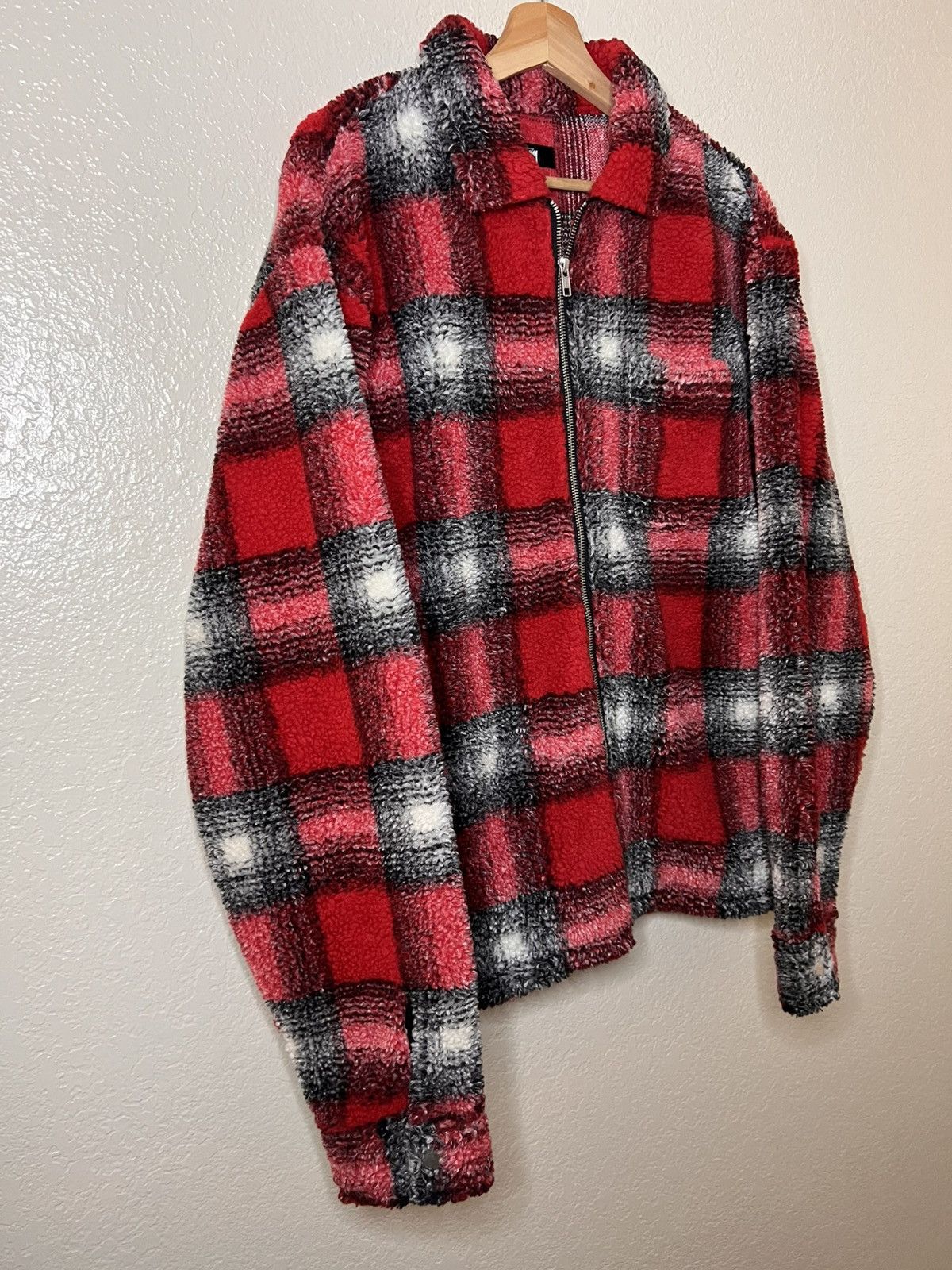 Stussy Stussy Shadow Plaid Sherpa Zip Shirt ‘Red’ Size XL Size US XL / EU 56 / 4 - 4 Thumbnail