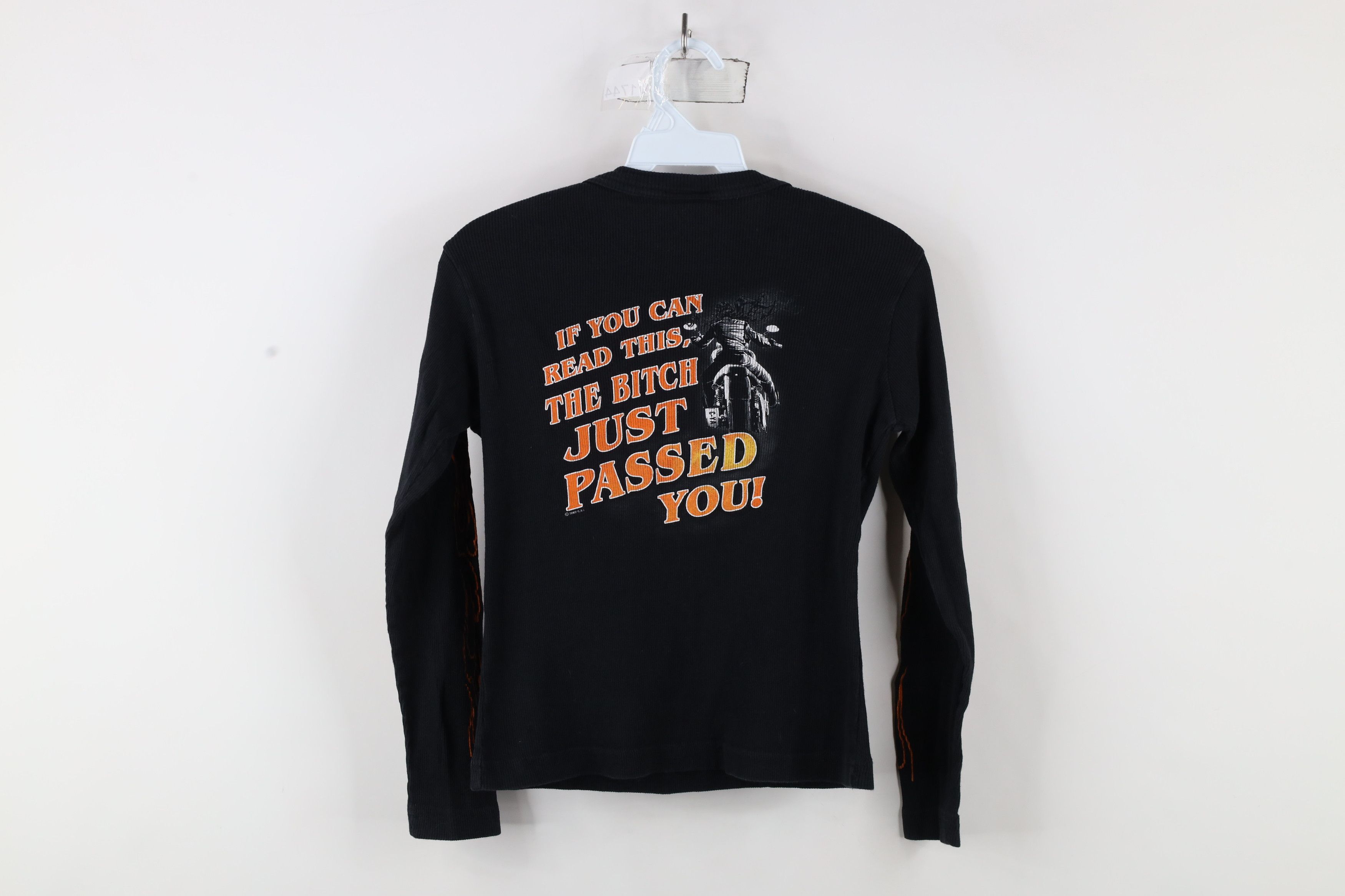 Vintage Vintage Y2K Flames Motorcycle Thermal Knit T-Shirt Black Size S / US 4 / IT 40 - 11 Thumbnail