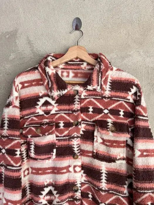 Japanese Brand Japanese Brand Shein Navajo Aztec Red Indian Fleece Shirt Size US M / EU 48-50 / 2 - 3 Thumbnail