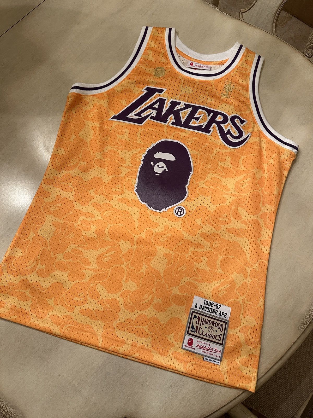 Bape × Mitchell & Ness × NBA BAPE x Mitchell & Ness Lakers ABC Basketball Swingman Jersey Size US M / EU 48-50 / 2 - 1 Thumbnail