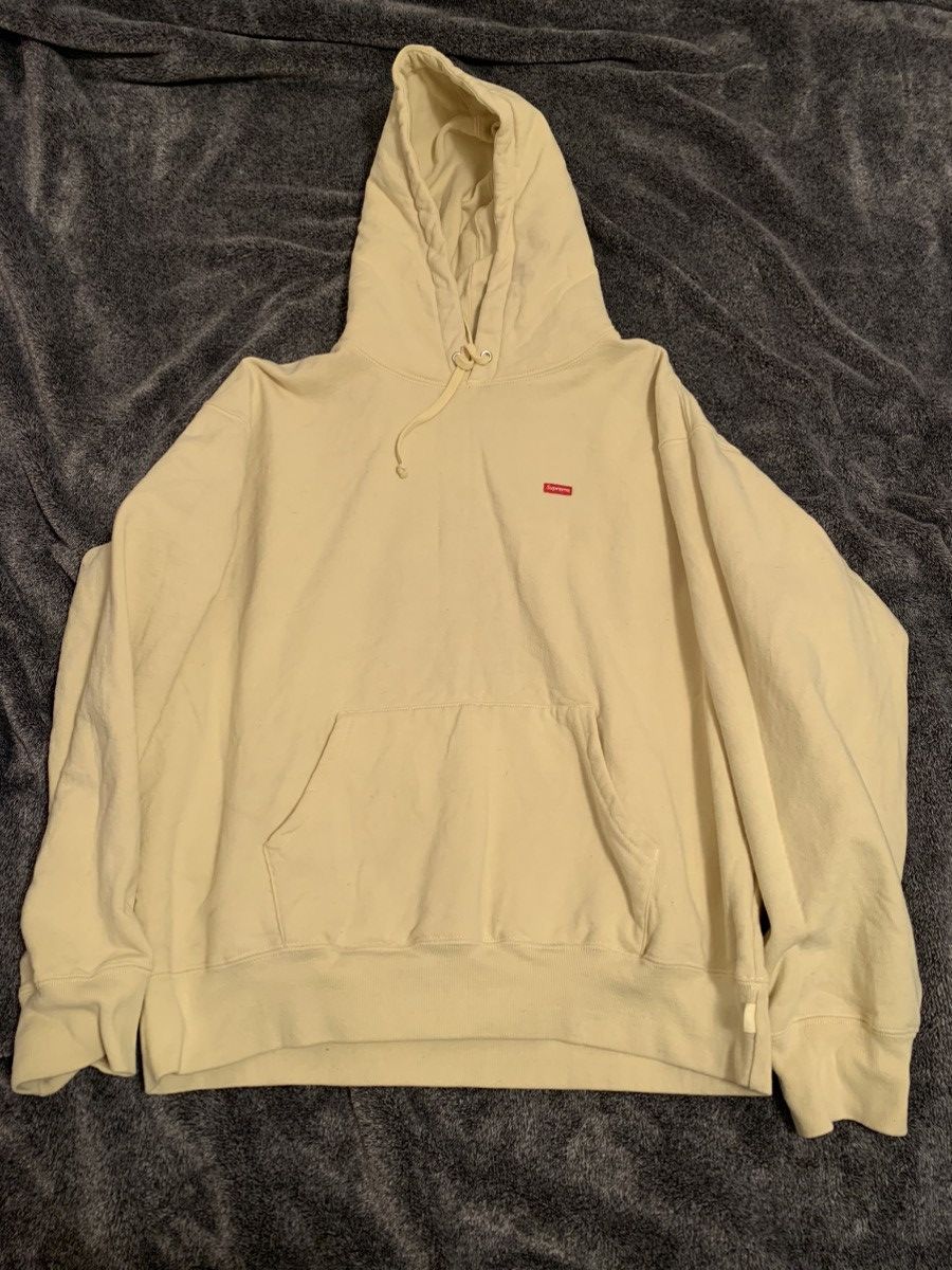 image of Supreme Small Box Logo Hoodie Light Yellow Ss23, Men's (Size Medium)