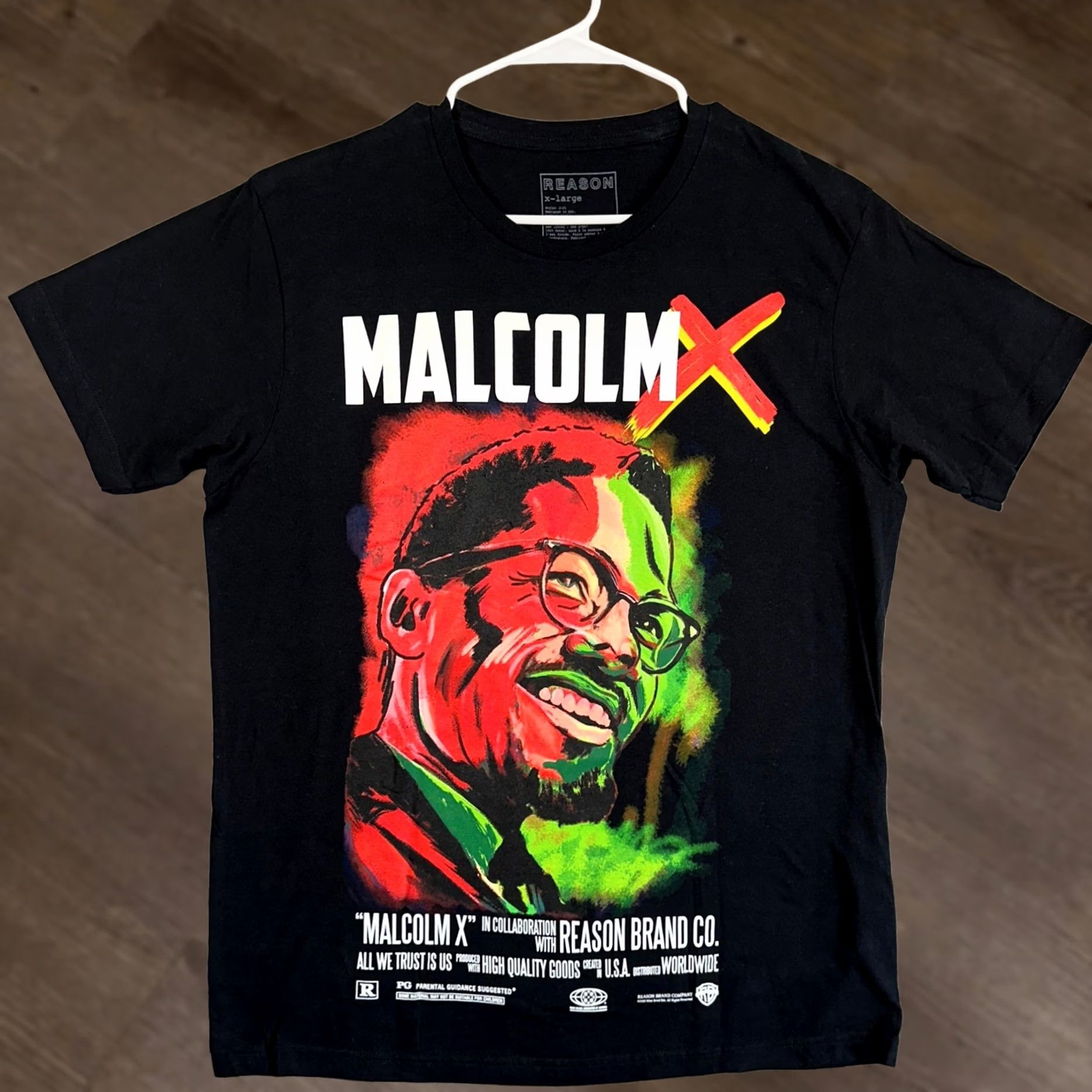 Reason Reason T-Shirt Mens XL Black Graphic Malcolm X Crewneck Short Sleeve Casual Tee Size US XL / EU 56 / 4 - 1 Thumbnail