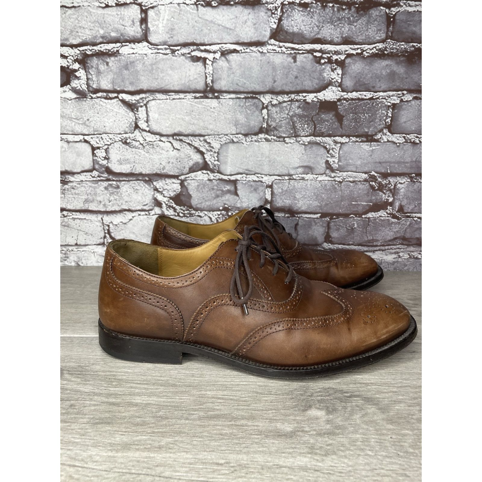 Lands' End Lands End Brown Leather WingTip Oxfords Lace Up Dress Shoes Size US 10.5 / EU 43-44 - 3 Thumbnail